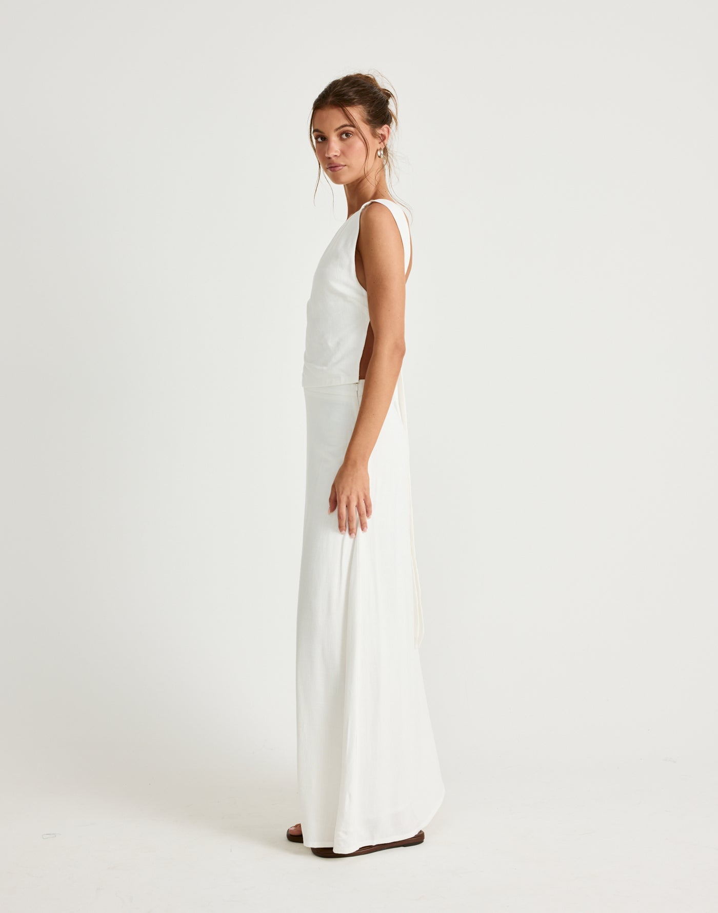 Aleah Maxi Skirt (White) | CHARCOAL Exclusive - White Linen High Waisted Maxi Skirt - Women's Skirt - Charcoal Clothing