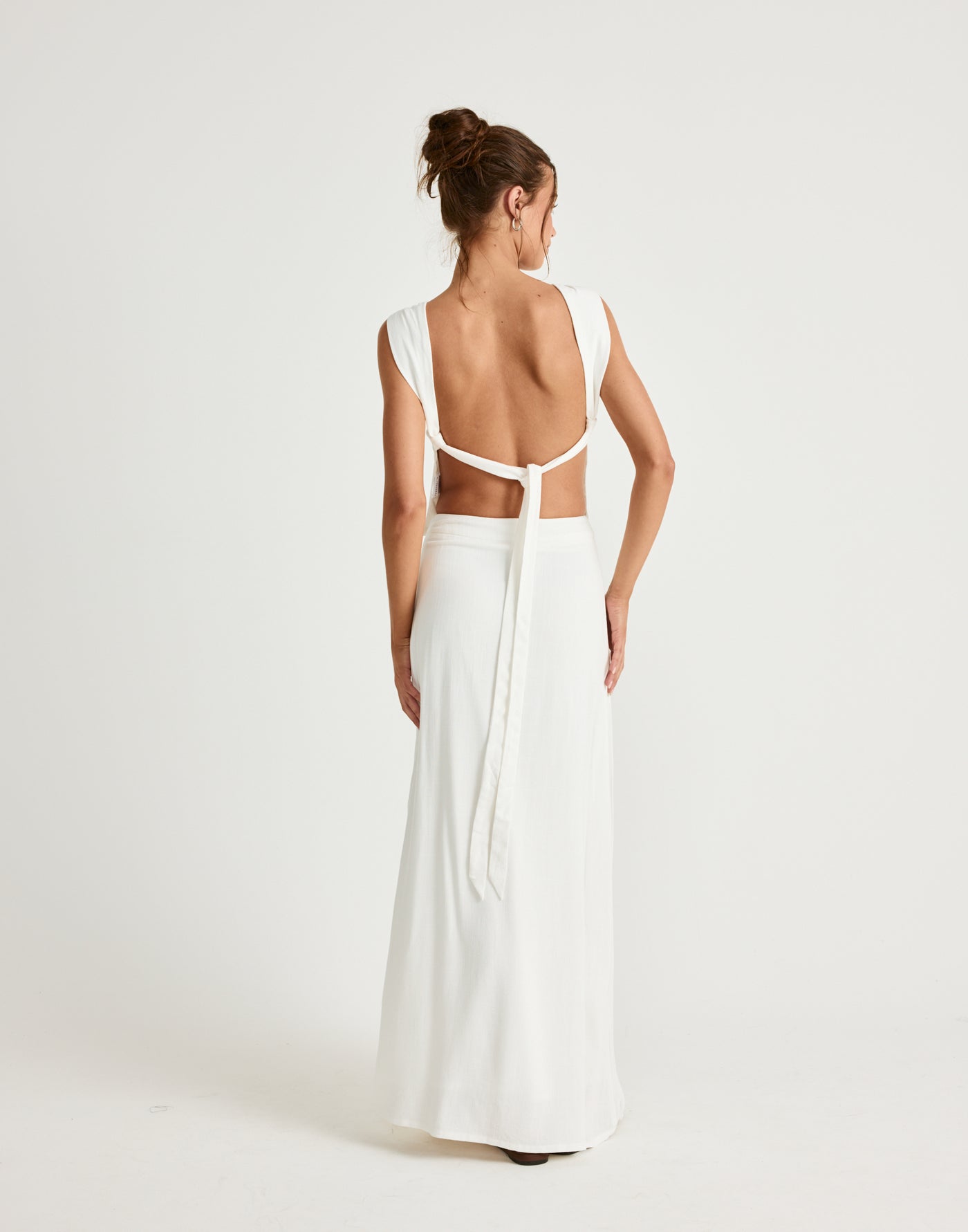 Aleah Maxi Skirt (White) | CHARCOAL Exclusive - White Linen High Waisted Maxi Skirt - Women's Skirt - Charcoal Clothing