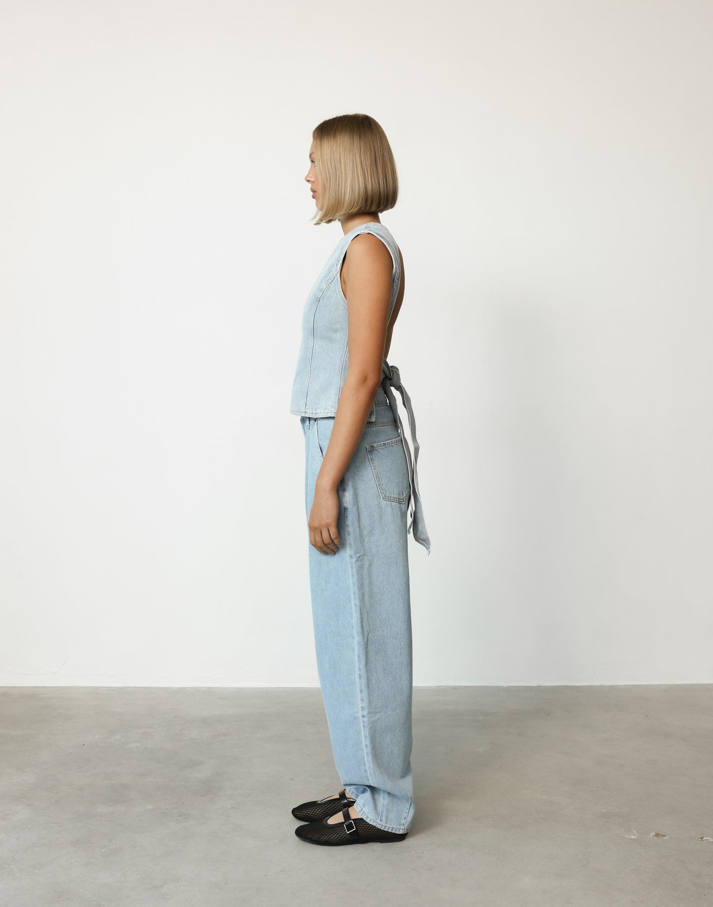 Countryside Top (Classic Denim) - By Lioness - Tie-Up Open Back Top - Women's Top - Charcoal Clothing