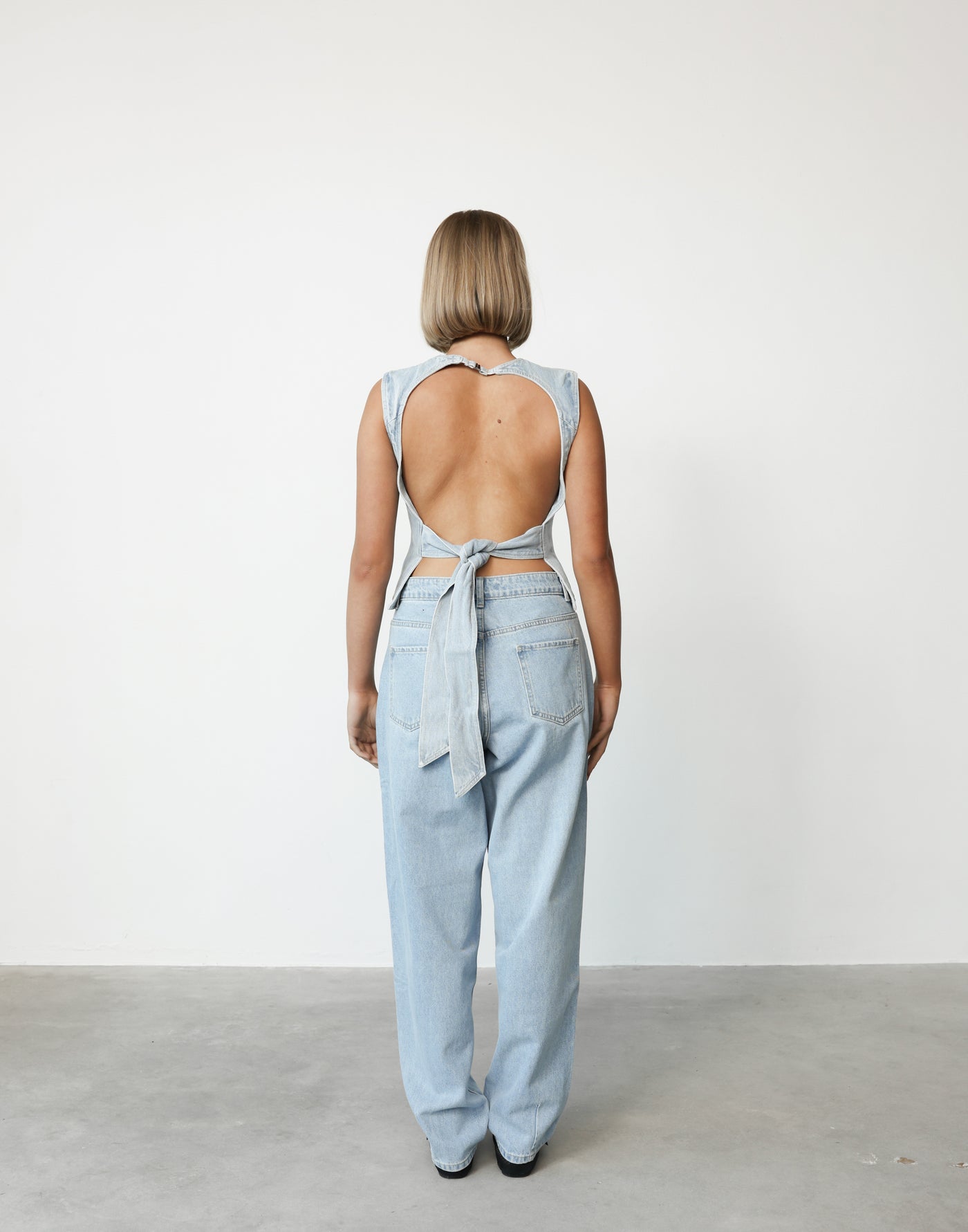 Countryside Top (Classic Denim) - By Lioness - Tie-Up Open Back Top - Women's Top - Charcoal Clothing