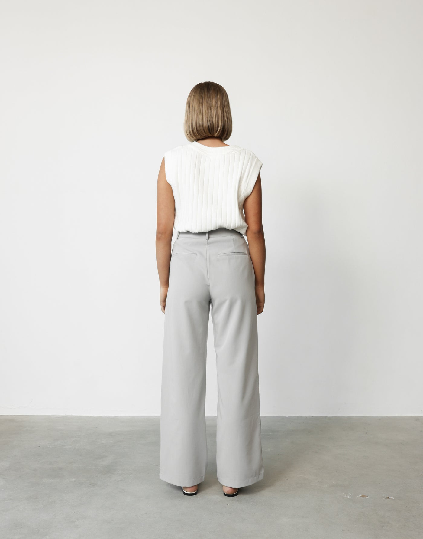 Anda Pants (Grey) - High Waisted Straight Leg Pants - Women's Pants - Charcoal Clothing