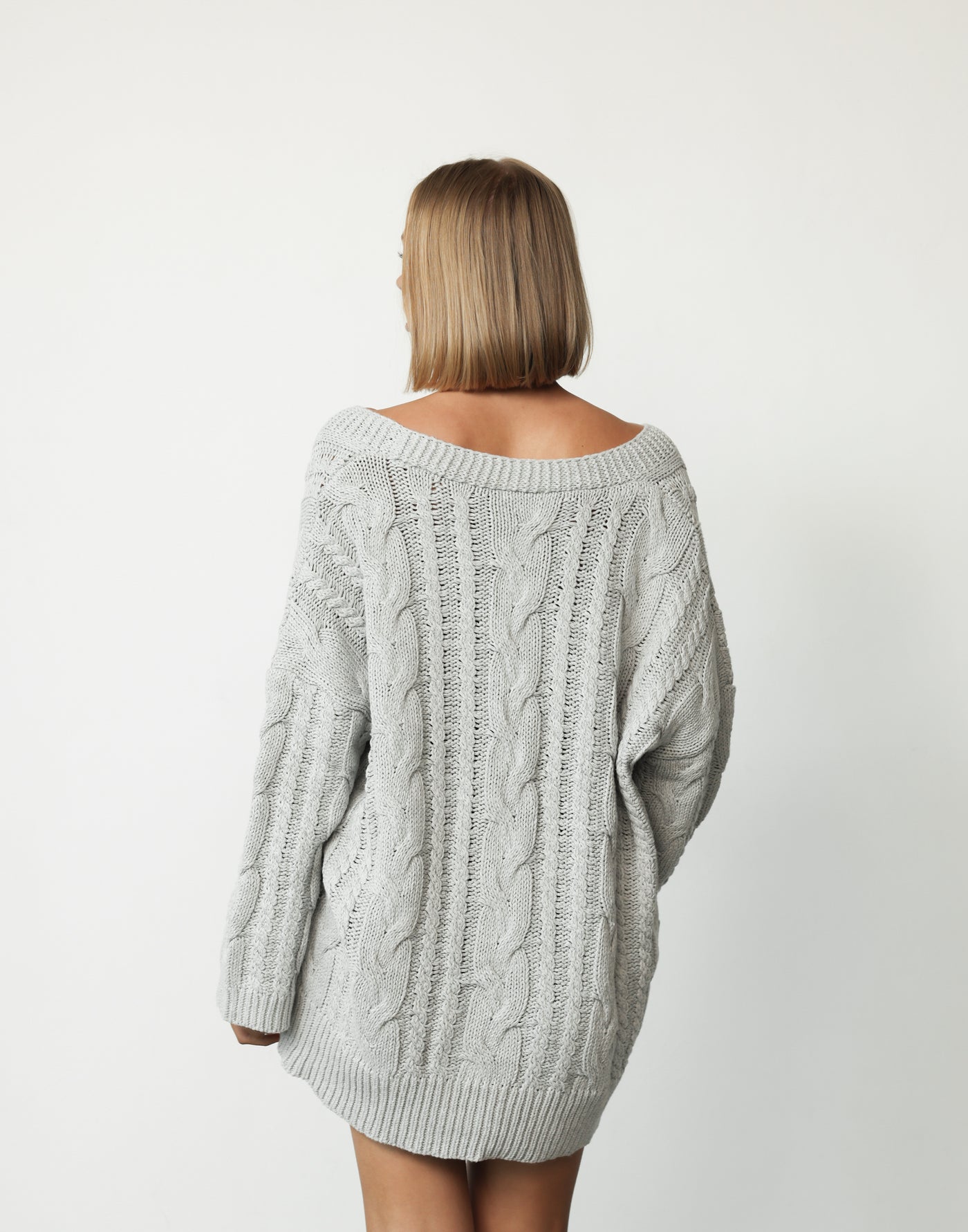 Ashleigh Cardigan (Grey) - Longline Button Closure Knit Caridgan - Women's Outerwear - Charcoal Clothing