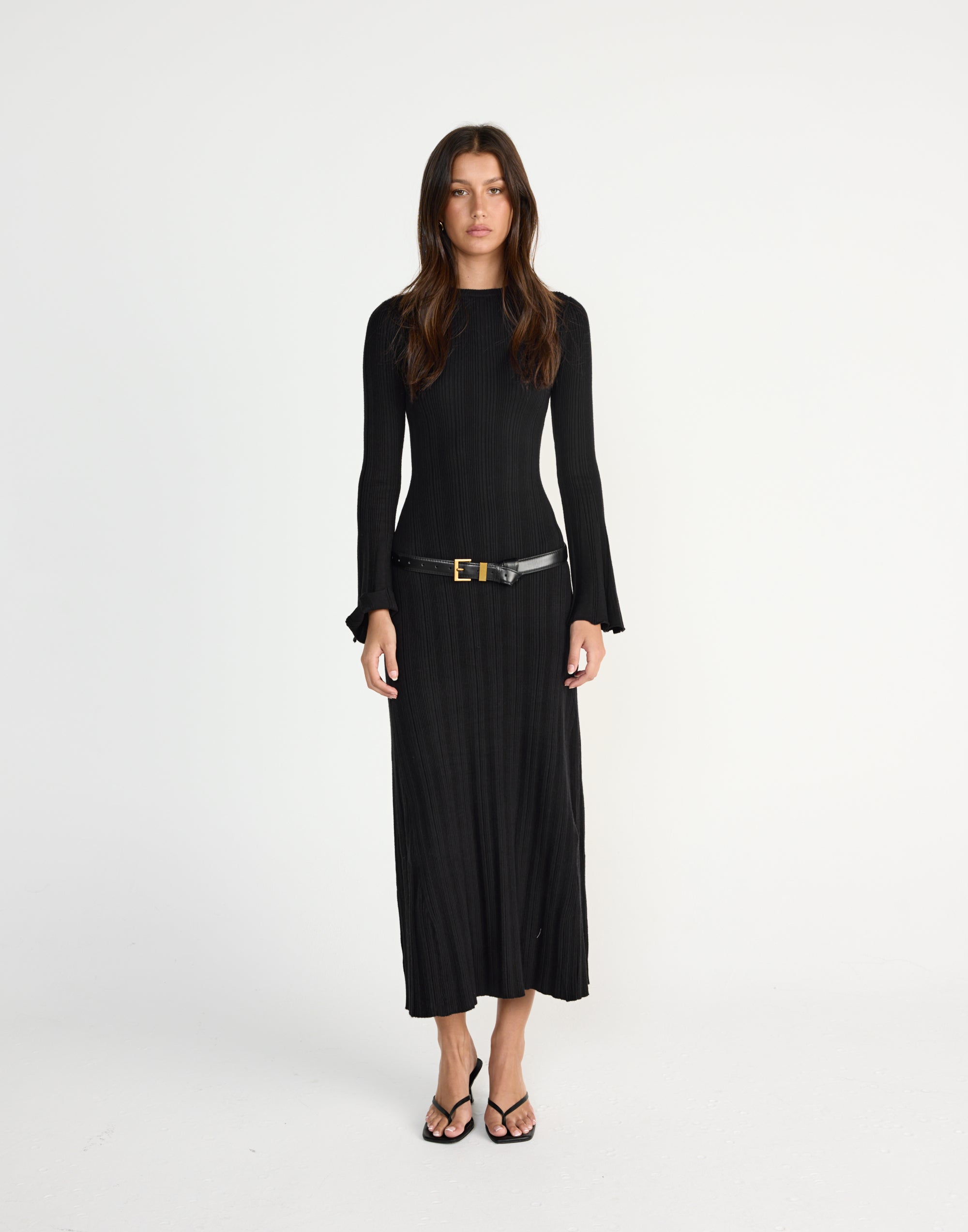 Robin Long Sleeve Maxi Dress (Black)