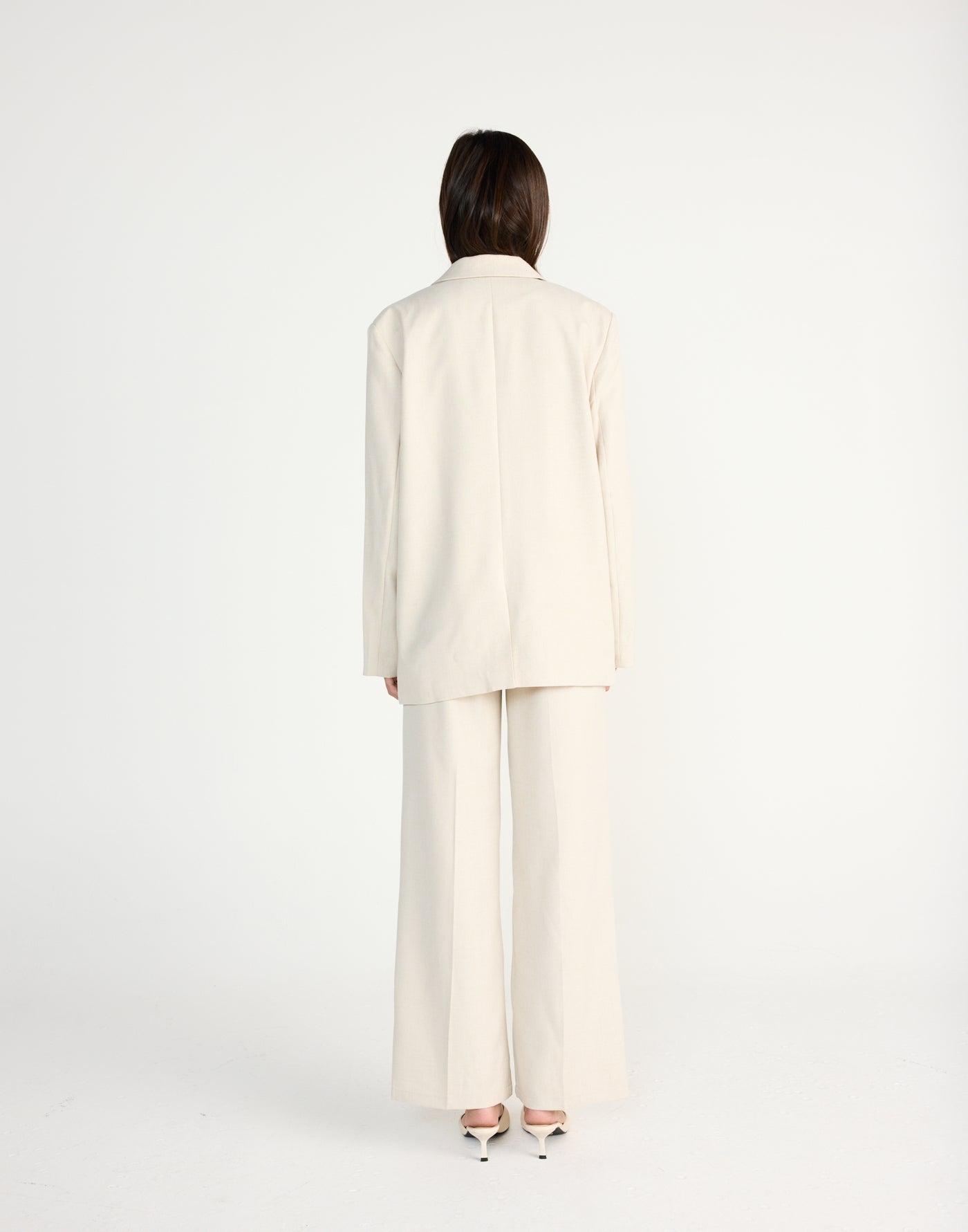 Reagan Blazer (Cream Marle) | CHARCOAL EXCLUSIVE | Oversized blazer with shoulder pads - Women's Outerwear - Charcoal Clothing