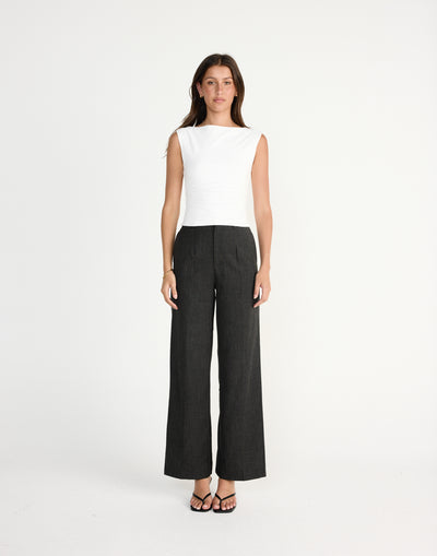 Kellan Top (White) | CHARCOAL EXCLUSIVE | Boatneck top bodycon and gathering on sides - Women's Top - Charcoal Clothing