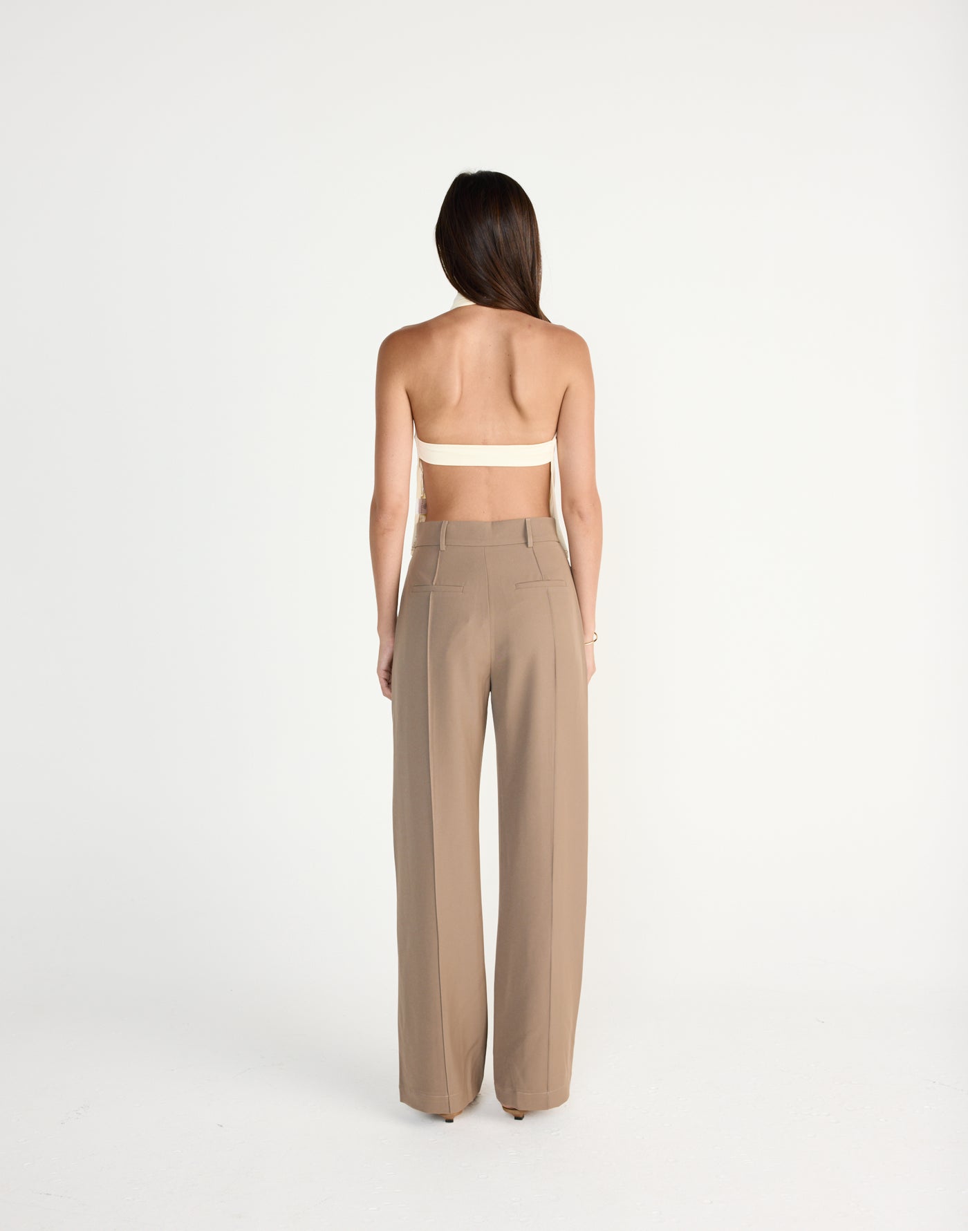 Tansie Top (Cream) | CHARCOAL Exclusive - Highneck cowl neck top with open back - Women's Top - Charcoal Clothing