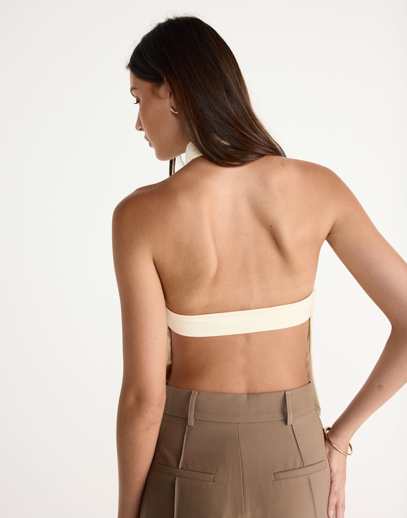 Tansie Top (Cream) | CHARCOAL Exclusive - Highneck cowl neck top with open back - Women's Top - Charcoal Clothing