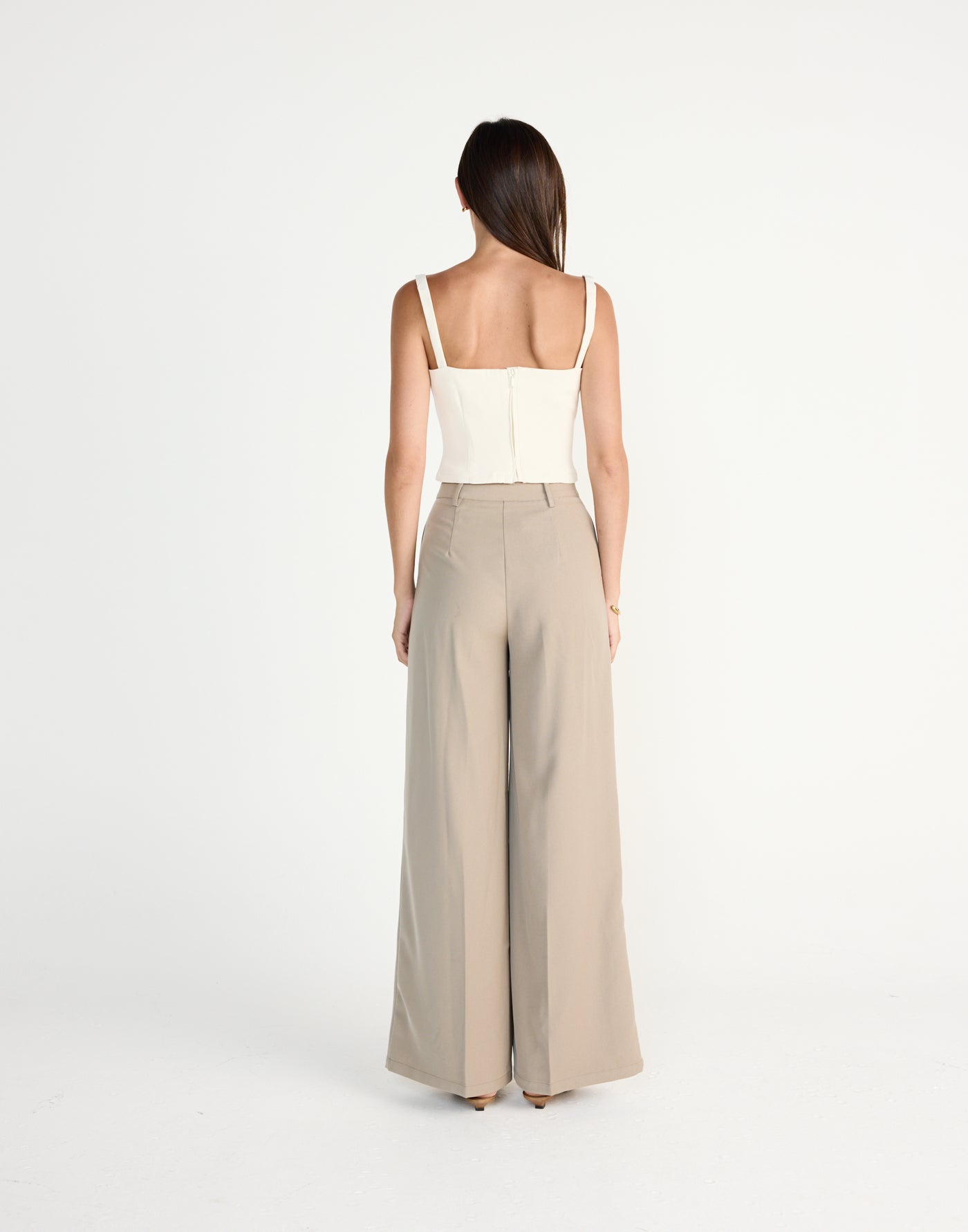 Dominique Top (Oat) | CHARCOAL EXCLUSIVE | Fitted top with adjustable straps - Women's Top - Charcoal Clothing