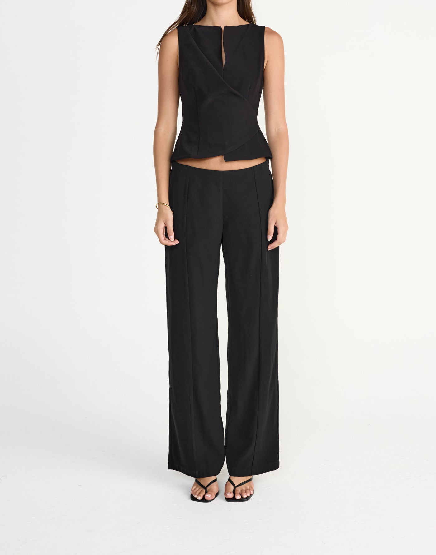 Tonya Top (Black) | CHARCOAL Exclusive - Wrap around fitted v neck top - Women's Top - Charcoal Clothing