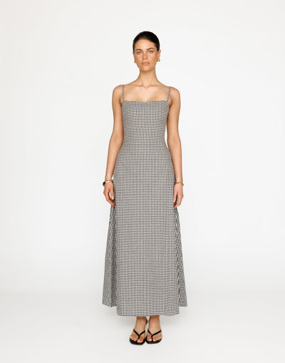 Mckenna Maxi Dress (Black Gingham) | CHARCOAL Exclusive - - Women's Top - Charcoal Clothing