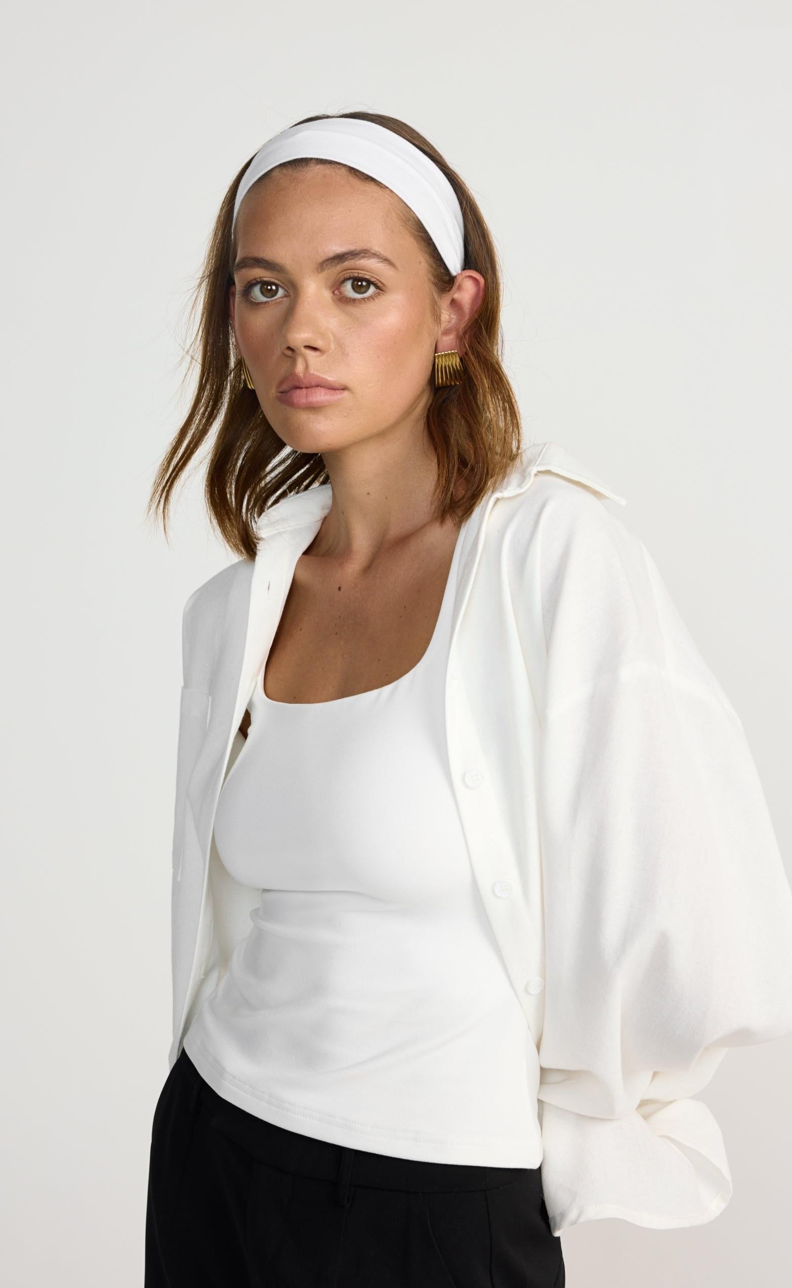 Carmen Headband (White) | Basic White Headband Accessory - Women's Accessories - Charcoal Clothing