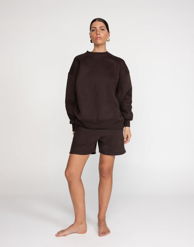 Ellis Sweatshirt (Chocolate) | CHARCOAL Exclusive - Relaxed Fit Crew Neck Jumper - Women's Outerwear - Charcoal Clothing