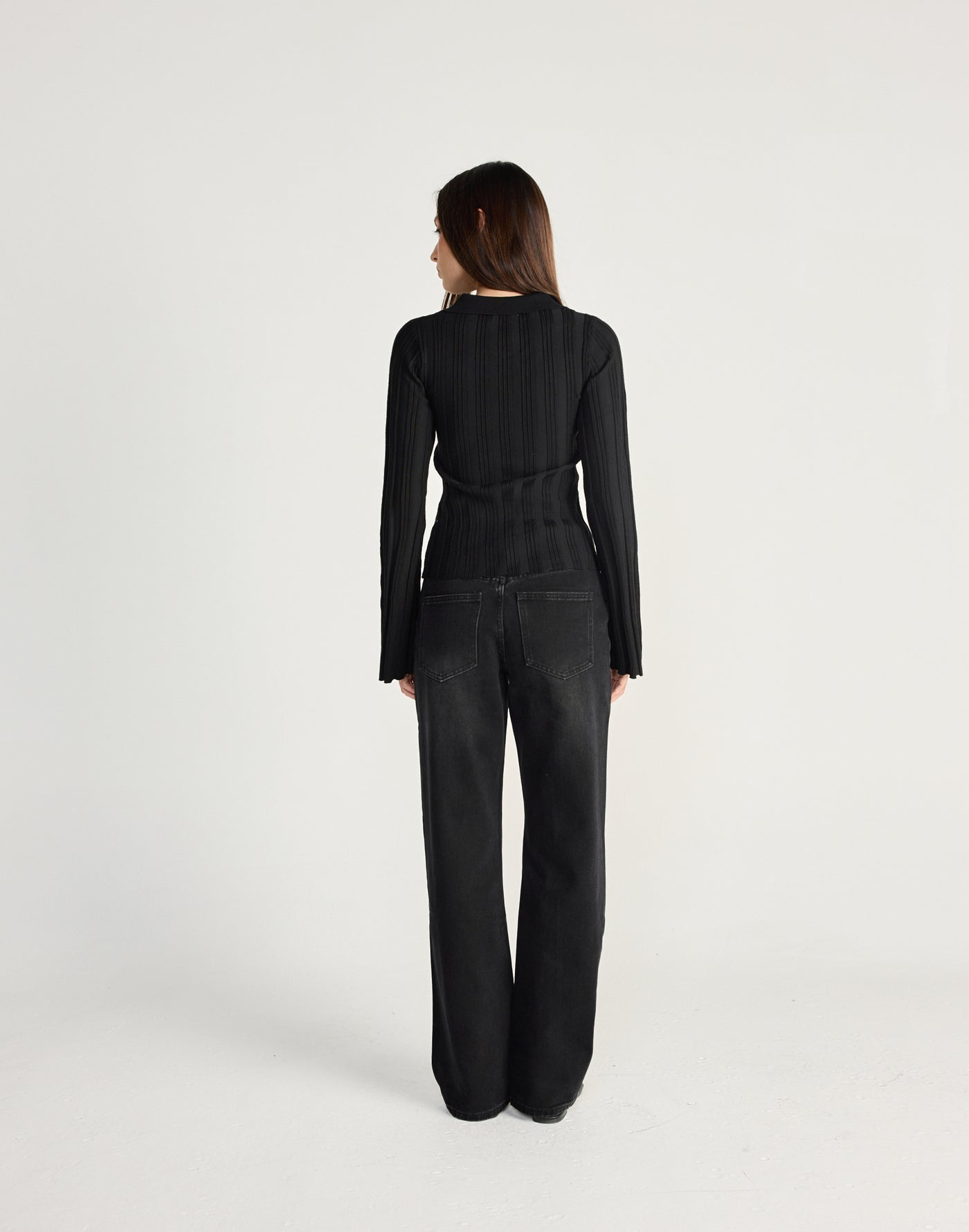 Aluma Top (Black) - CHARCOAL EXCLUSIVE - Black button up long sleeve top - Women's Top - Charcoal Clothing