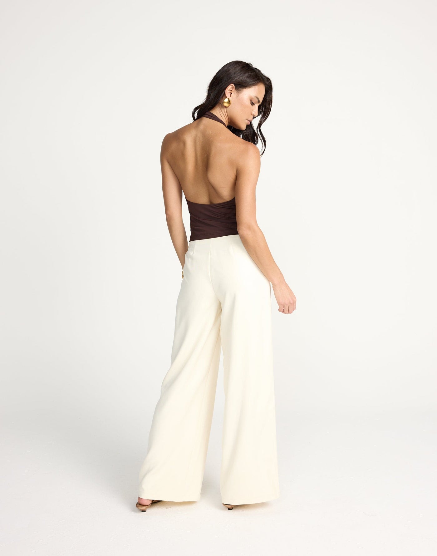 Bethany Pants (Cream) | CHARCOAL Exclusive - Wide Leg High Waisted Pants - Women's Pants - Charcoal Clothing