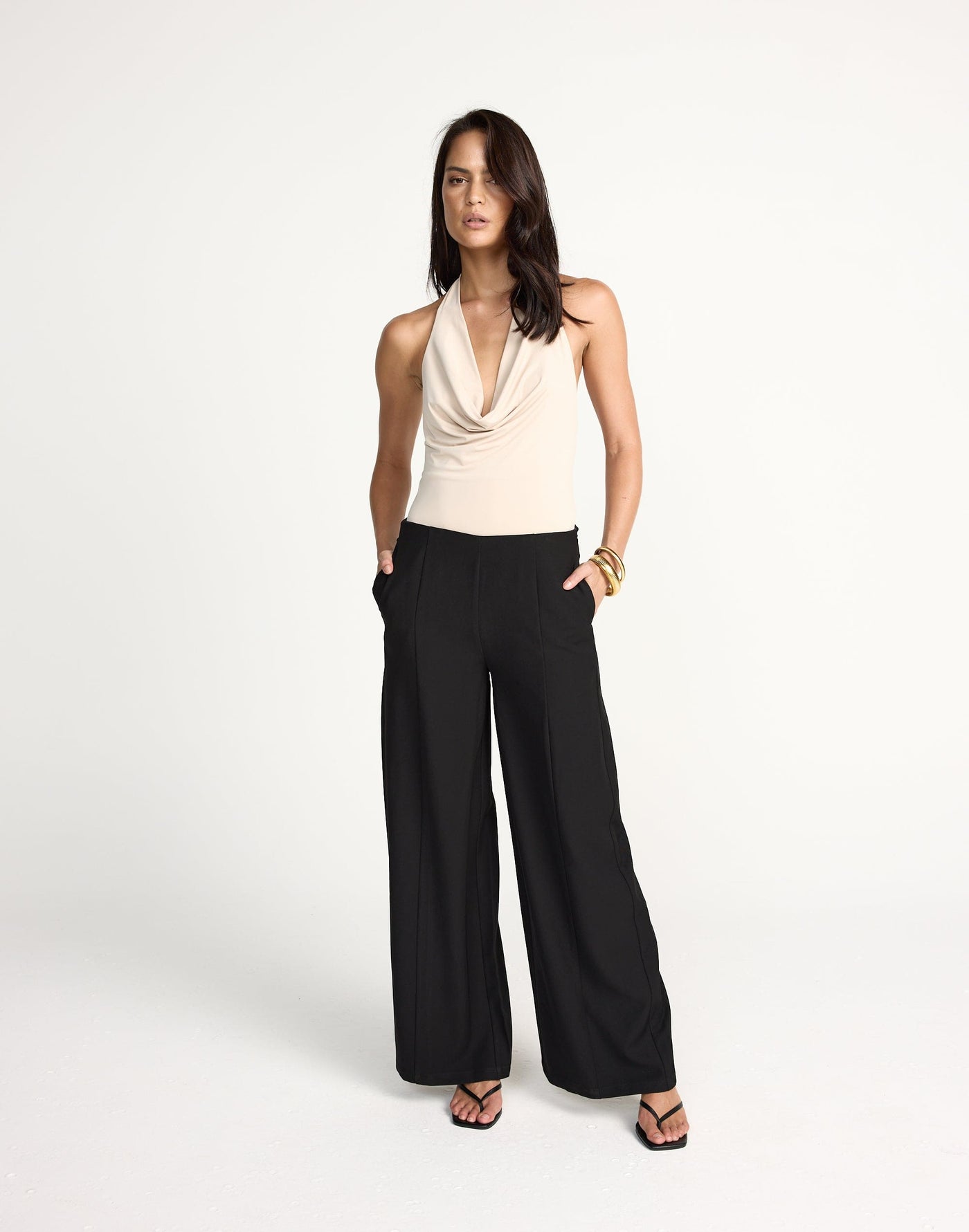 Esme Pants | CHARCOAL Exclusive - Wide Leg Mid Rise Pants - Women's Pants - Charcoal Clothing