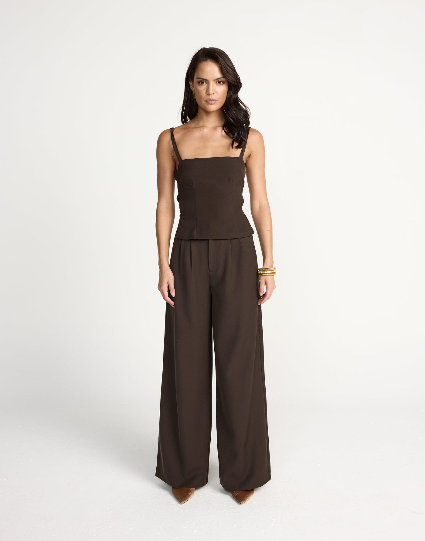 Bethany Pants (Chocolate) | CHARCOAL Exclusive - Wide Leg High Waisted Pants - Women's Pants - Charcoal Clothing