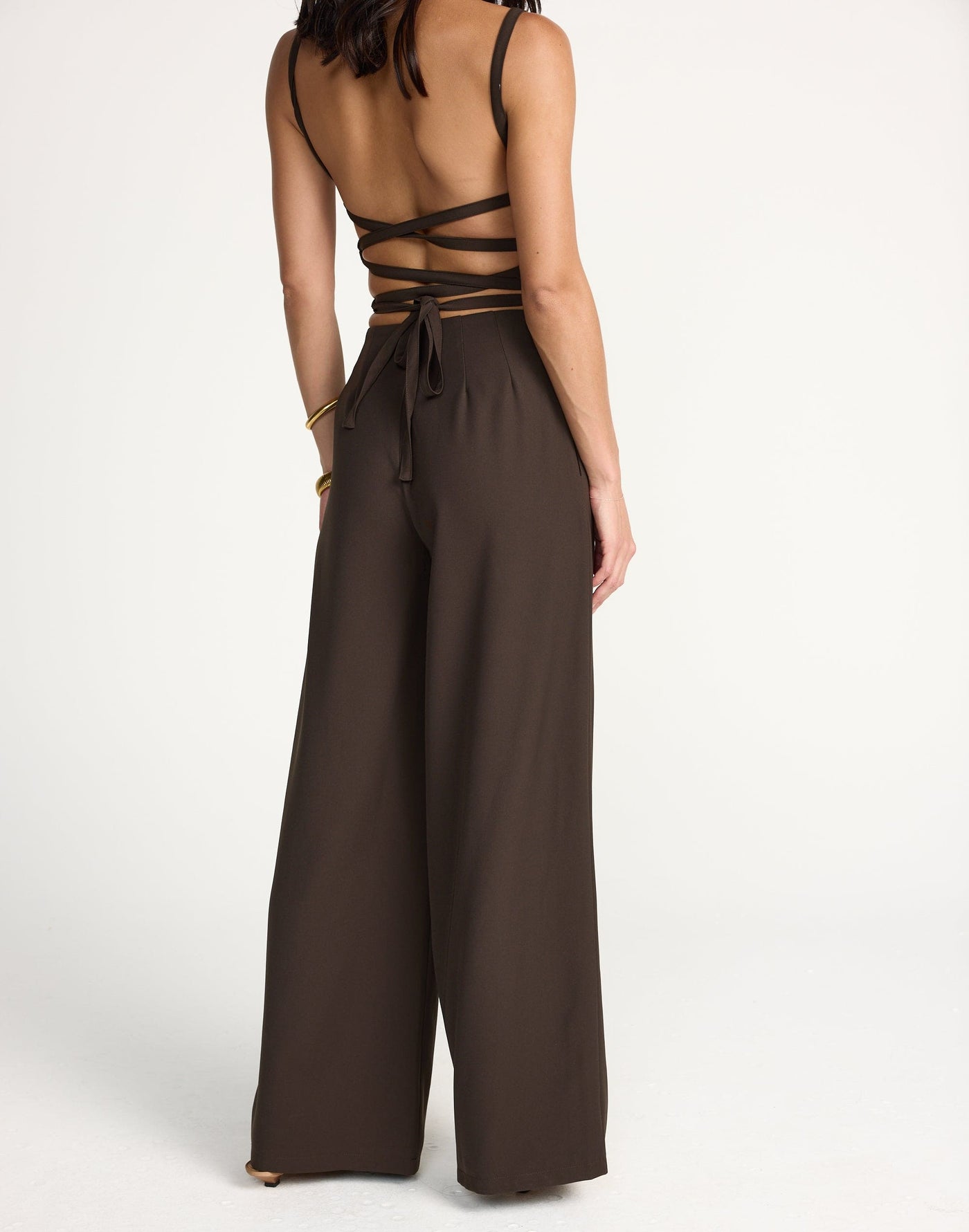 Bethany Pants (Chocolate) | CHARCOAL Exclusive - Wide Leg High Waisted Pants - Women's Pants - Charcoal Clothing