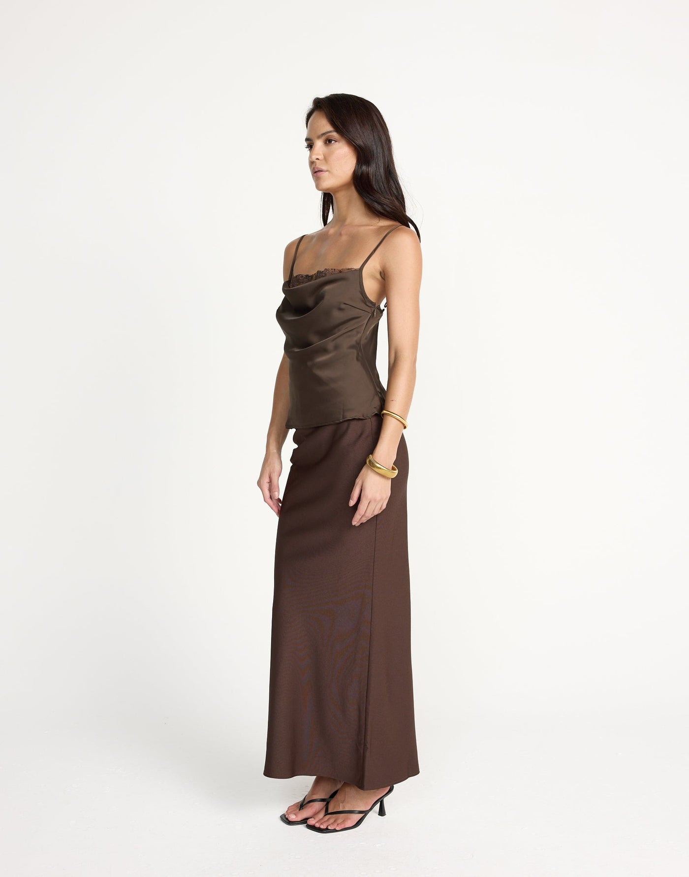 Lilou Maxi Skirt (Chocolate) | CHARCOAL Exclusive - Basic Flowy Skirt Maxi Dress - Women's Skirt - Charcoal Clothing