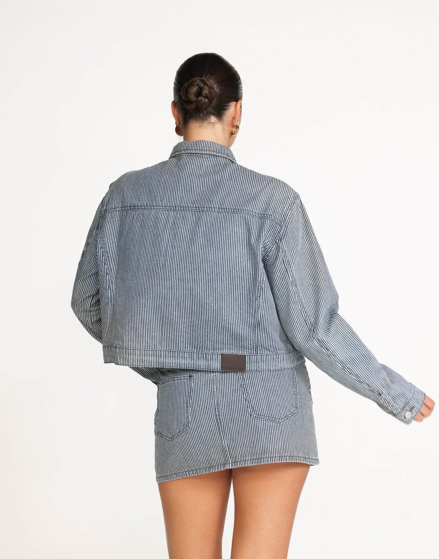 Sakimah Denim Jacket (Navy Pinstripe) | CHARCOAL Exclusive - - Women's Outerwear - Charcoal Clothing