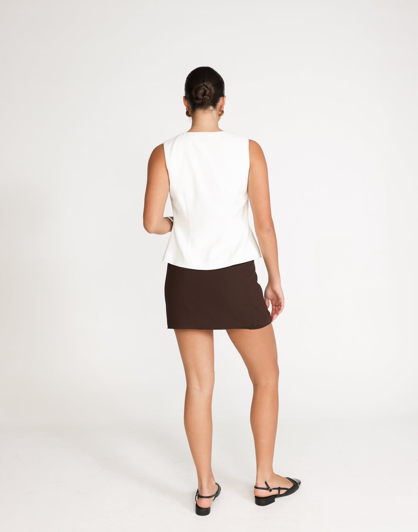 Abby Mini Skirt (Cocoa) - High Waisted Flare Mini Skirt - Women's Skirt - Charcoal Clothing