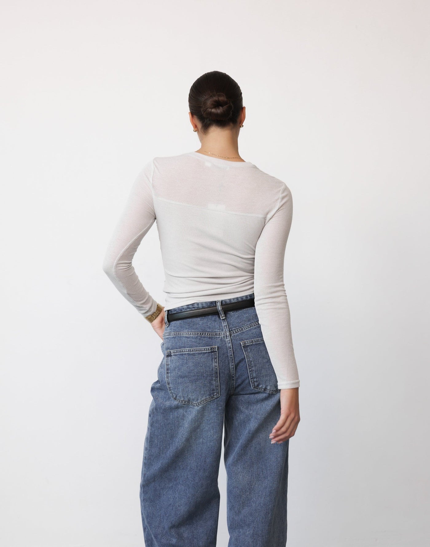 Mialani Top (Grey) - Long Sleeved Ribbed Basic Top - Women's Top - Charcoal Clothing