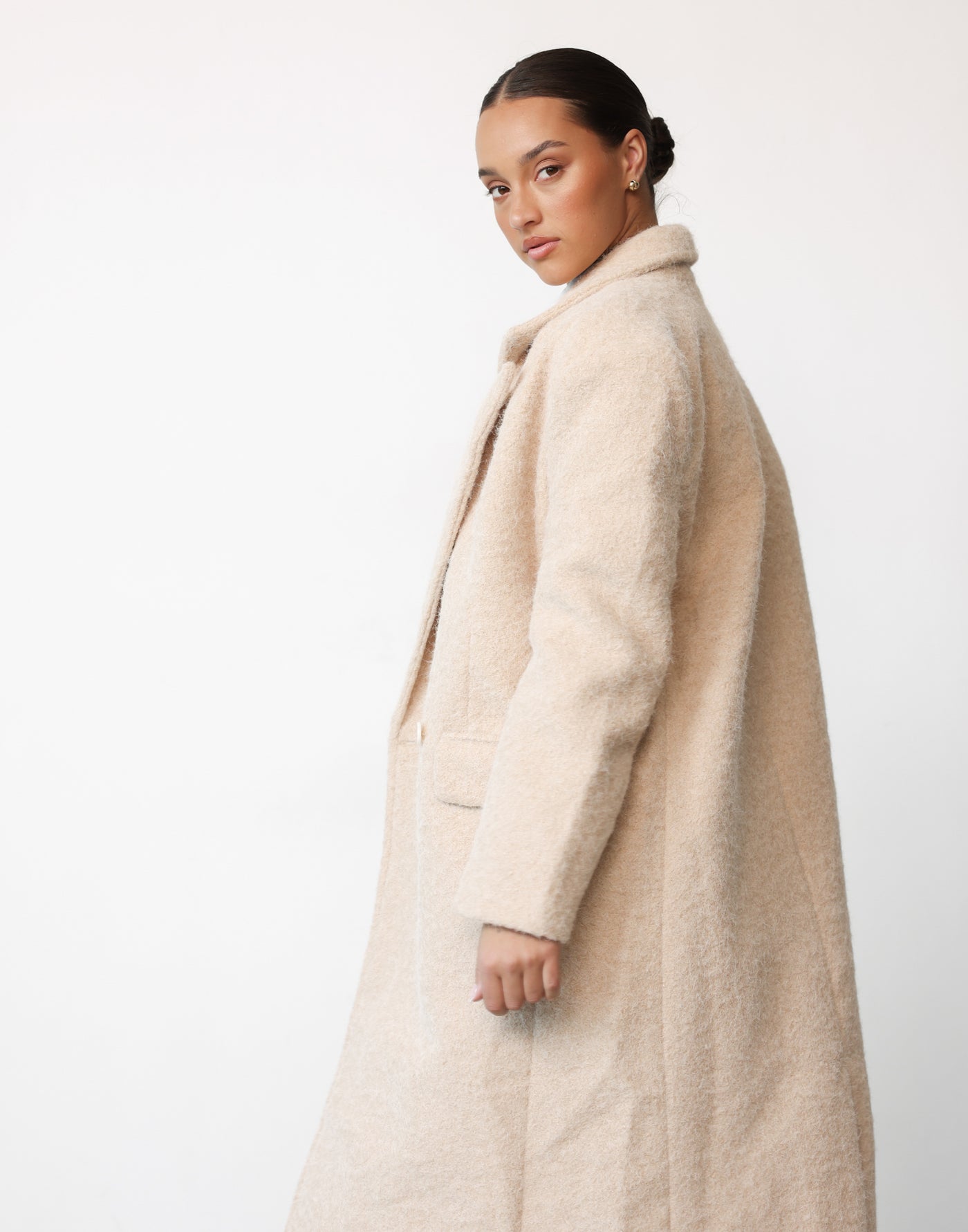 Camden Coat (Oat) | CHARCOAL Exclusive - Fuzzy Textured Lined Coat - Women's Outerwear - Charcoal Clothing