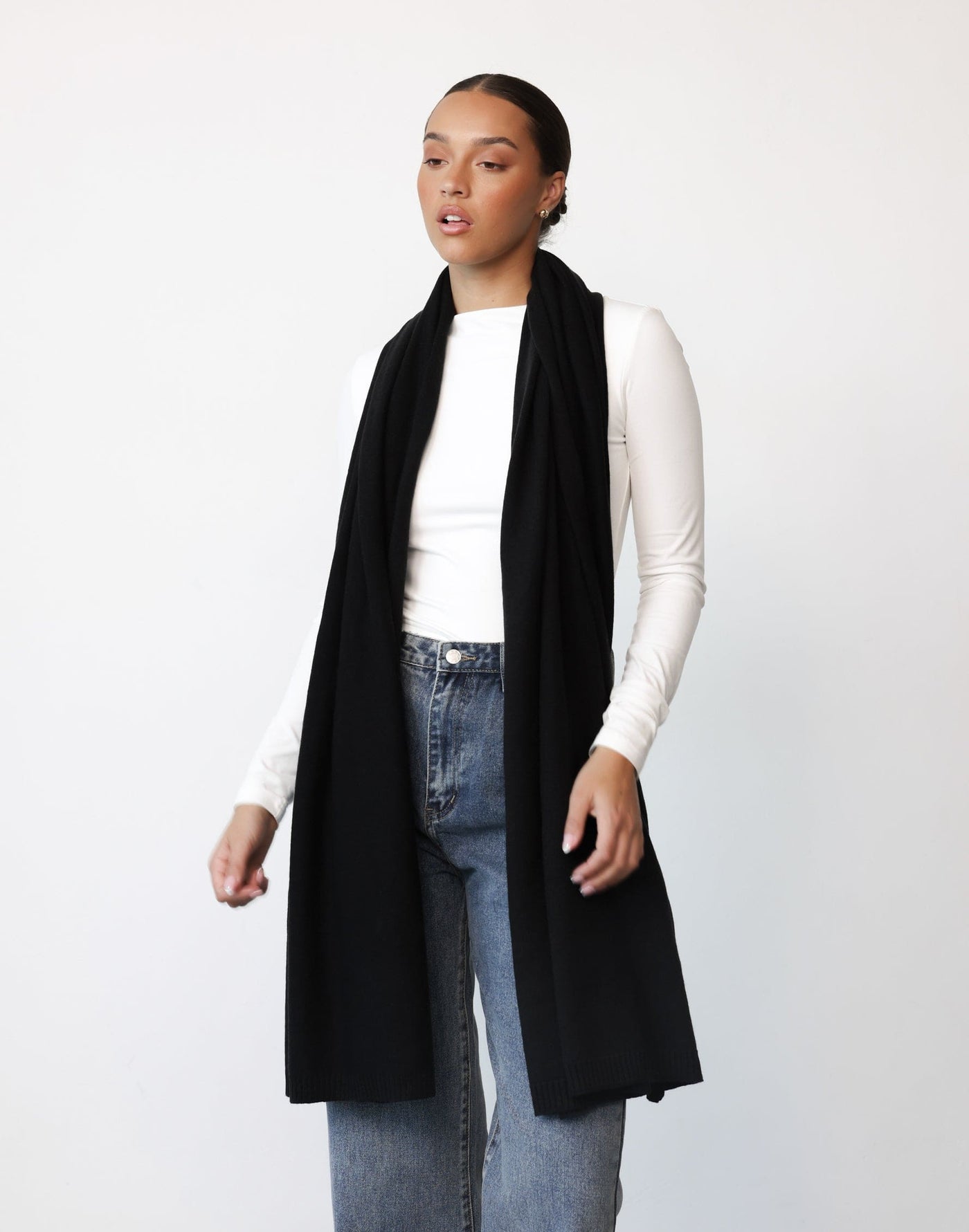 Imogen Scarf (Black) - Chunky Oversized Scarf - Women's Accessories - Charcoal Clothing