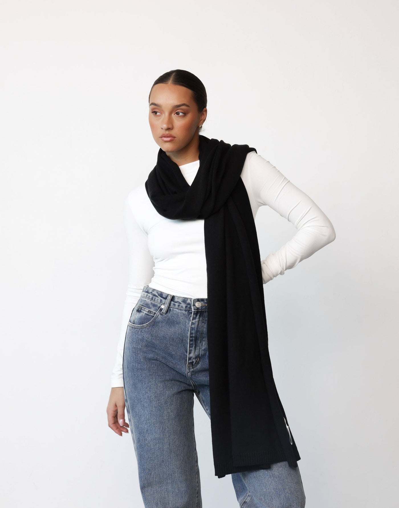 Imogen Scarf (Black) - Chunky Oversized Scarf - Women's Accessories - Charcoal Clothing