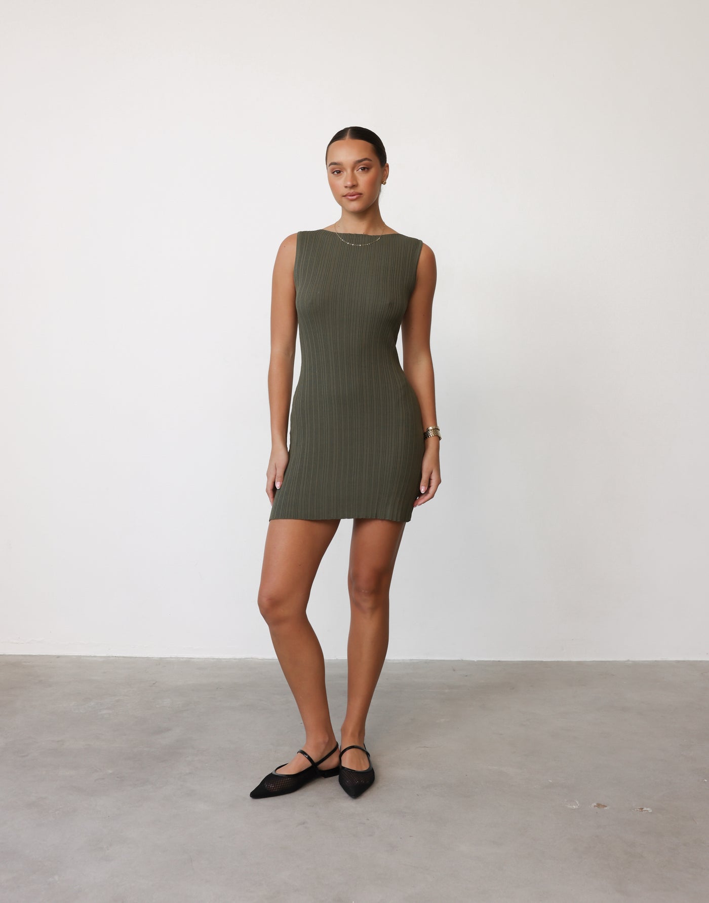 Kienna Mini Dress (Khaki) - - Women's Dress - Charcoal Clothing