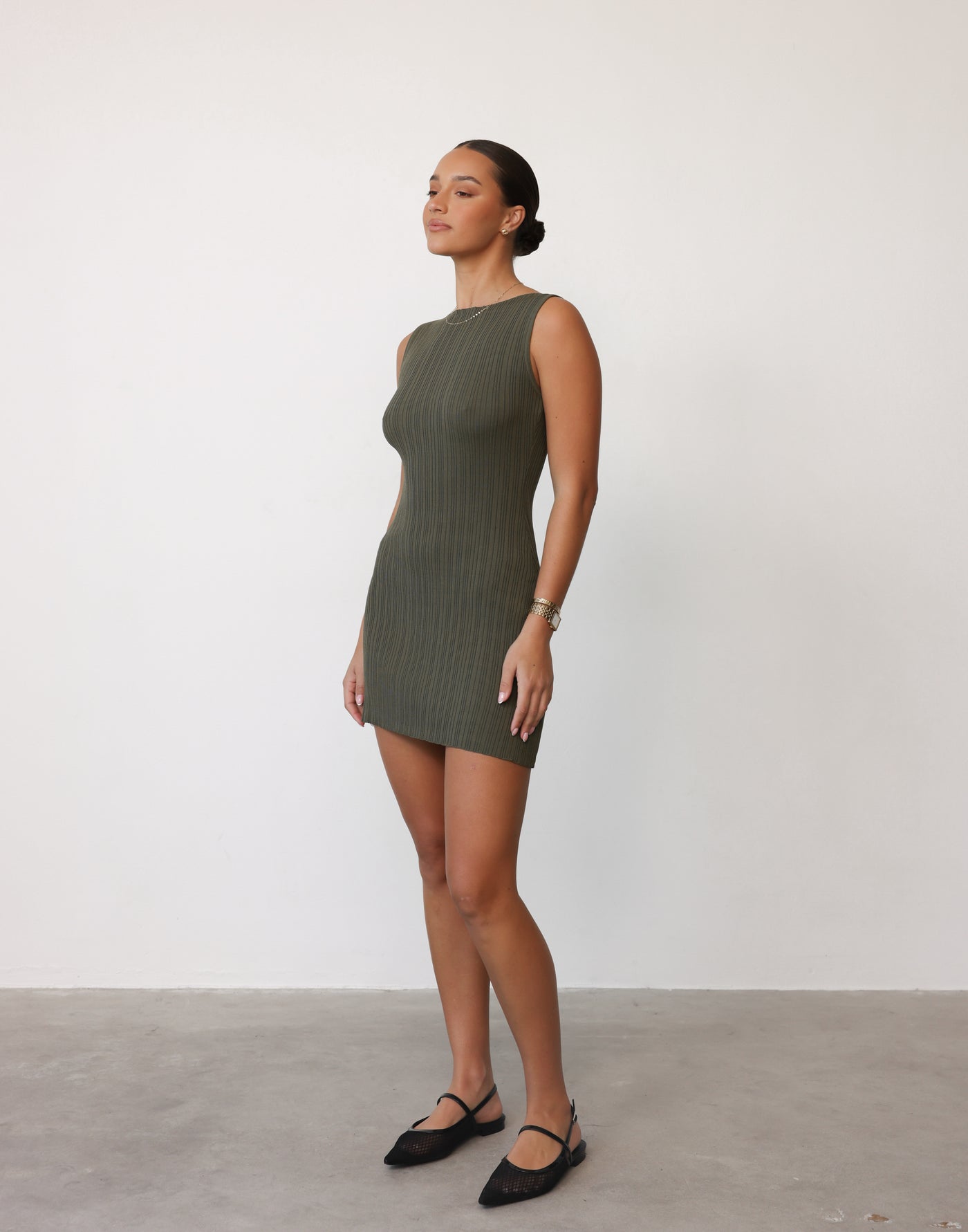 Kienna Mini Dress (Khaki) - - Women's Dress - Charcoal Clothing