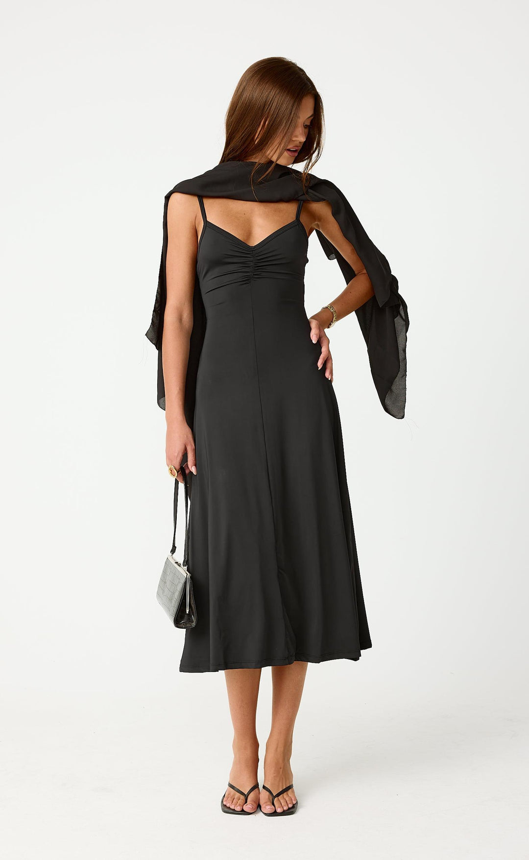 Poppy Midi Dress (Black)  CHARCOAL