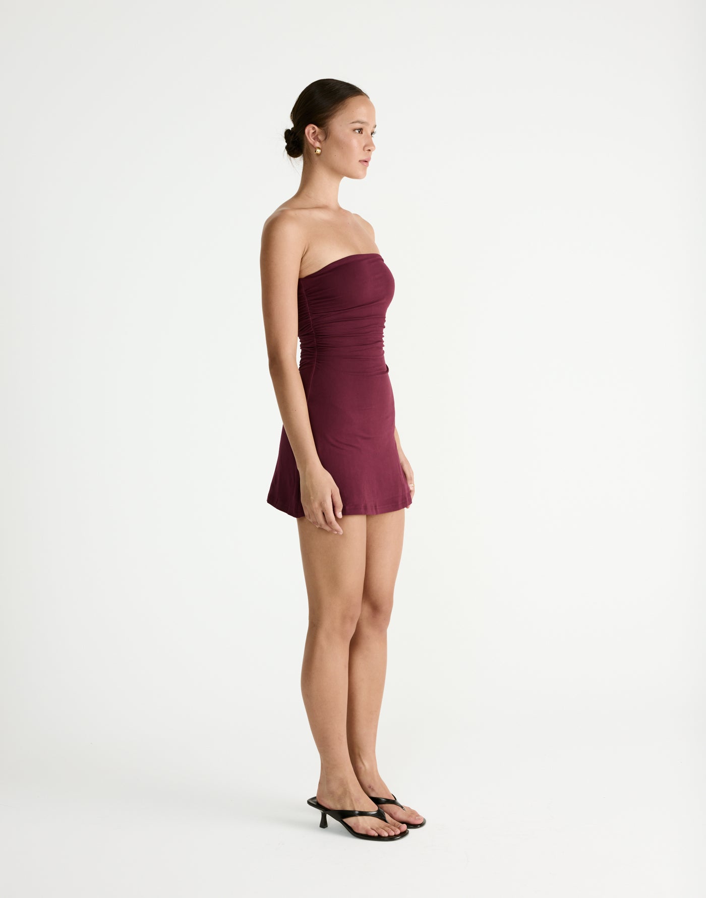 Sarie Mini Dress (Plum) | CHARCOAL Exclusive - Strapless Jersey Mini - Women's Dress - Charcoal Clothing