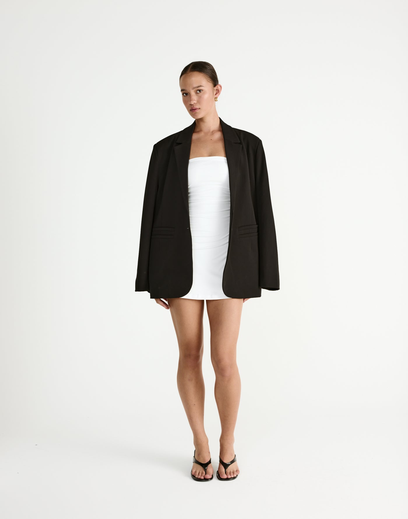 Sarie Mini Dress (White) | CHARCOAL Exclusive - Strapless Jersey Mini - Women's Dress - Charcoal Clothing