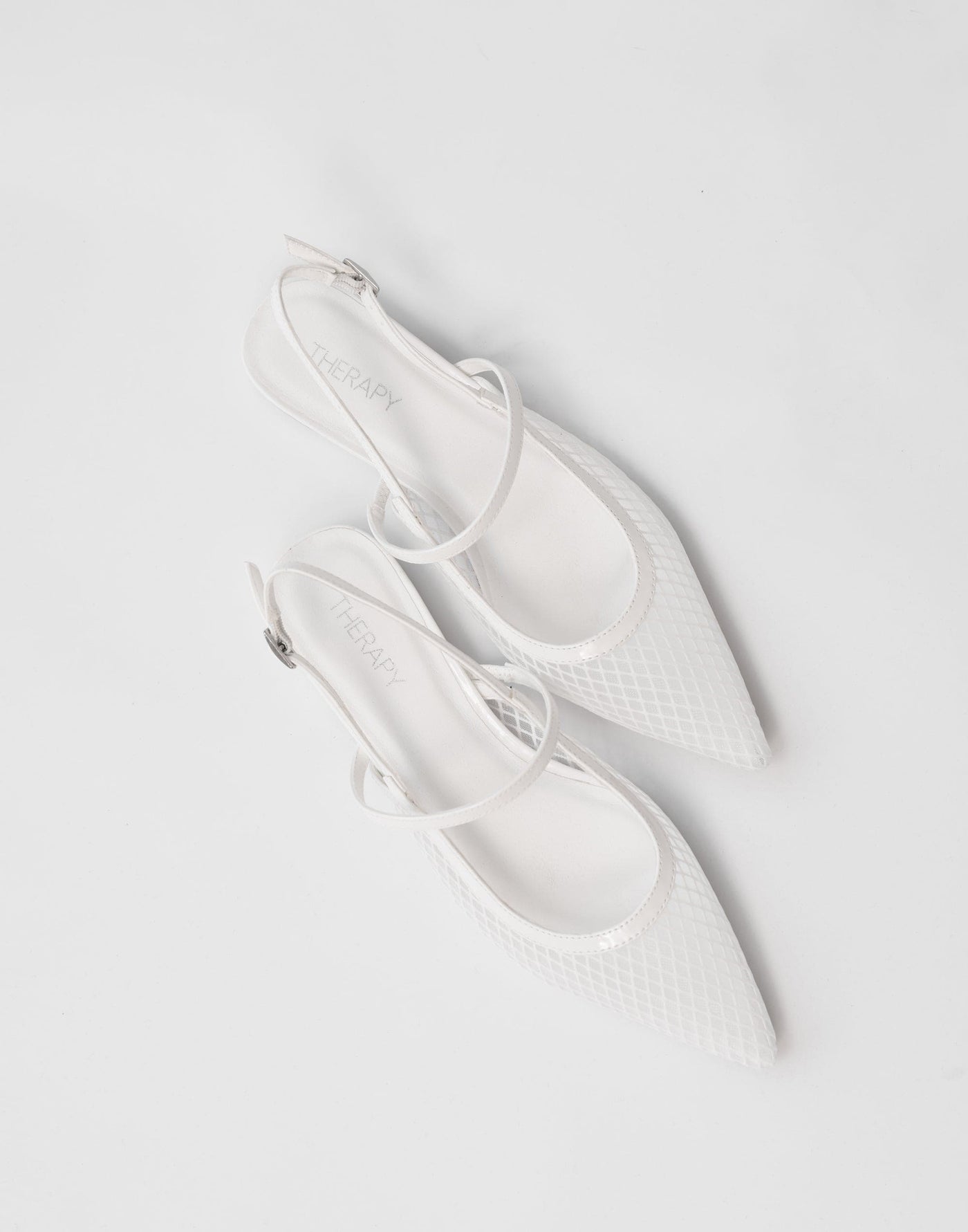 Lourdes Ballet Flat (White Patent) - By Therapy - Pointed Toe Flats - Women's Shoes - Charcoal Clothing