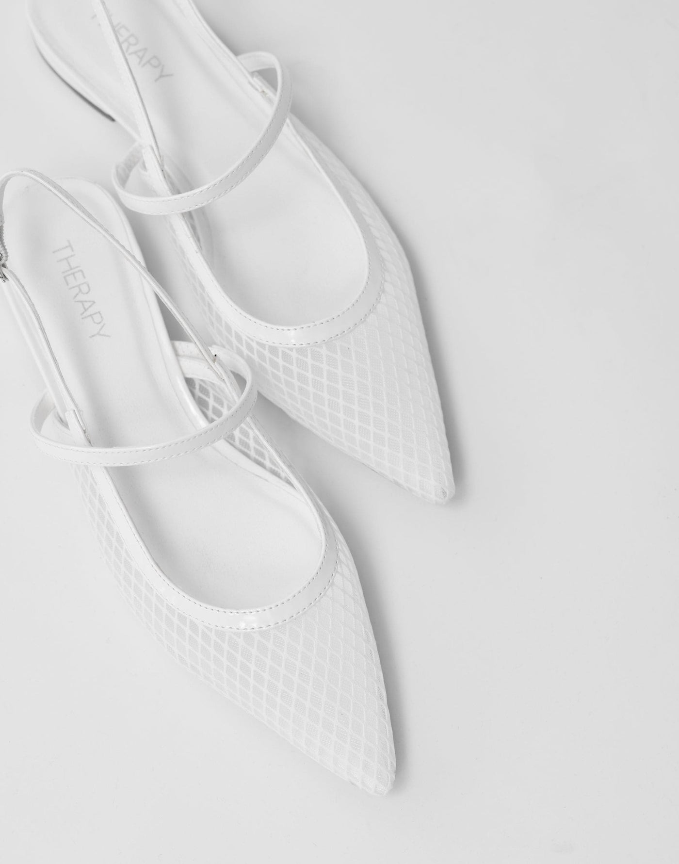 Lourdes Ballet Flat (White Patent) - By Therapy - Pointed Toe Flats - Women's Shoes - Charcoal Clothing