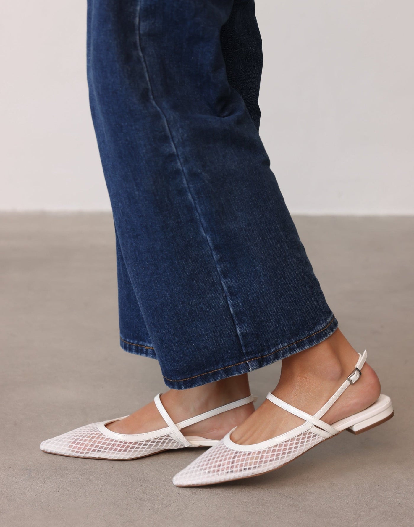 Lourdes Ballet Flat (White Patent) - By Therapy - Pointed Toe Flats - Women's Shoes - Charcoal Clothing