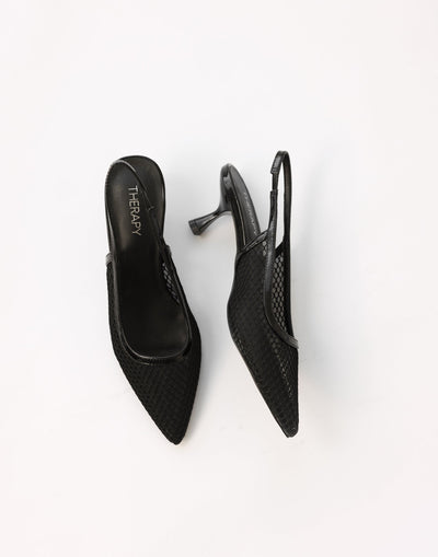 Bentleyy Heels (Black Patent) - By Therapy - Mesh Upper Pointed Toe - Women's Shoes - Charcoal Clothing