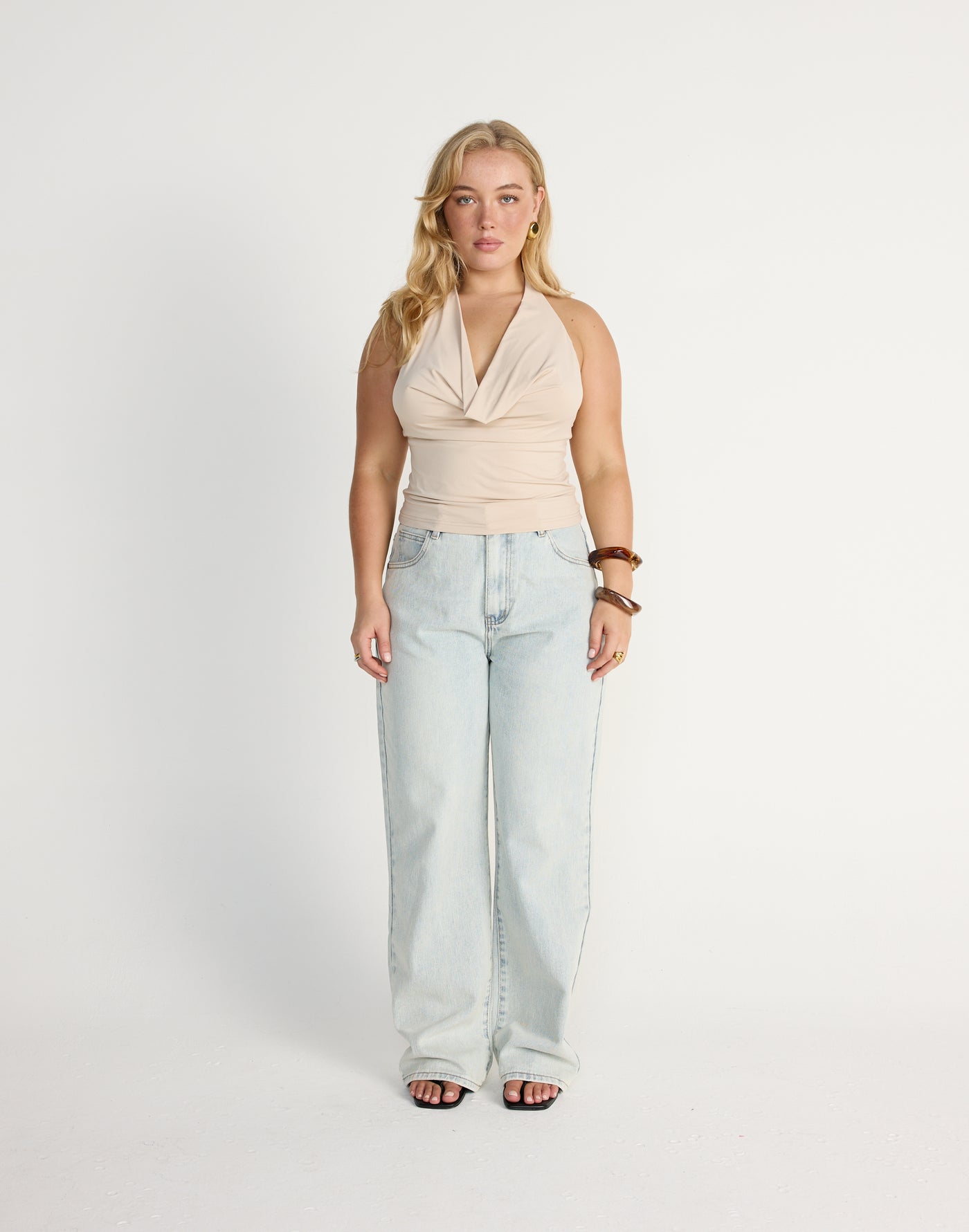 Dreams Top (Pistachio) | CHARCOAL Exclusive - Jersey Cowl Neckline Halter Top - Women's Top - Charcoal Clothing