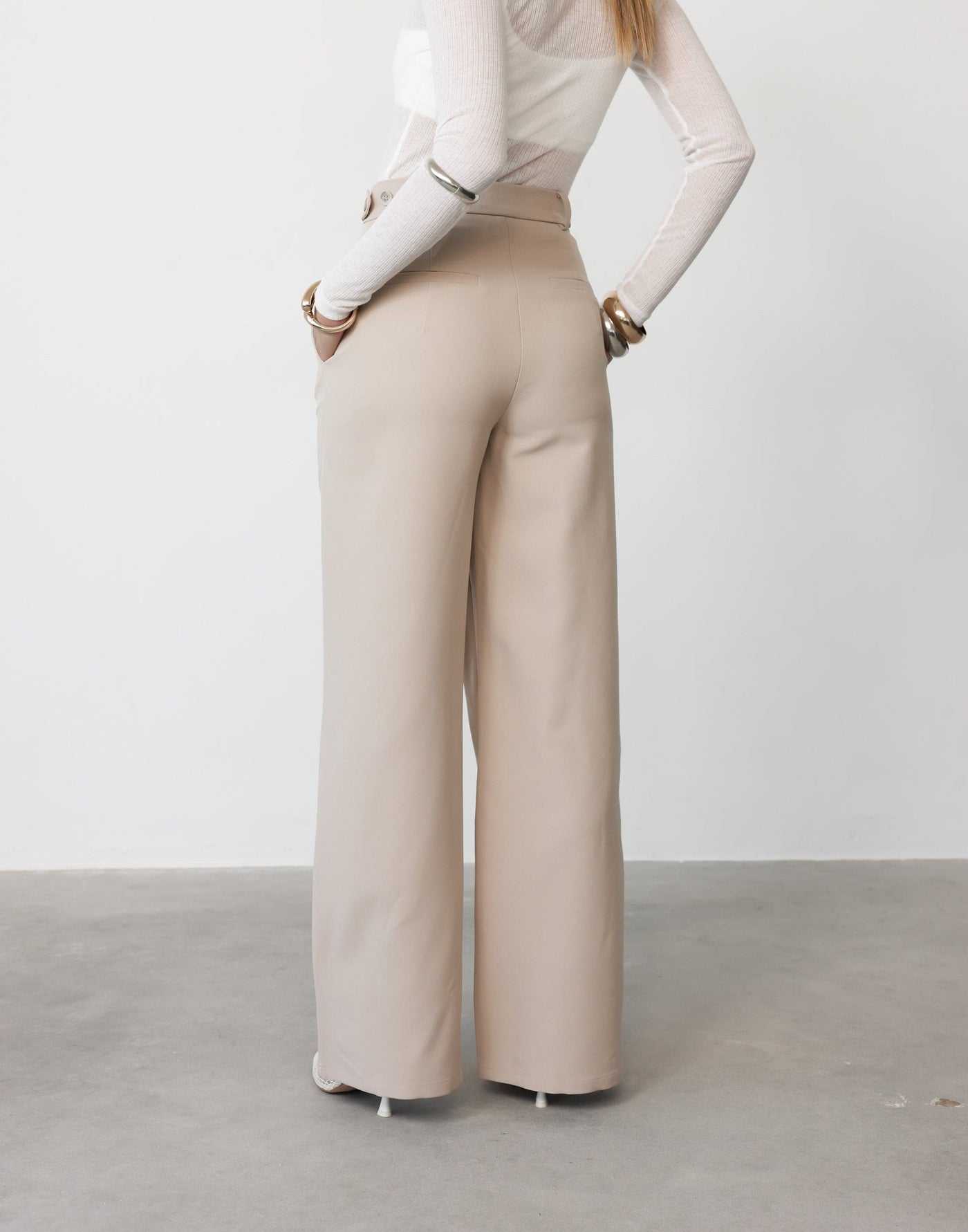 Briar Pants (Ecru) | CHARCOAL Exclusive - High Waisted Suiting Tailored Pants - Women's Pants - Charcoal Clothing