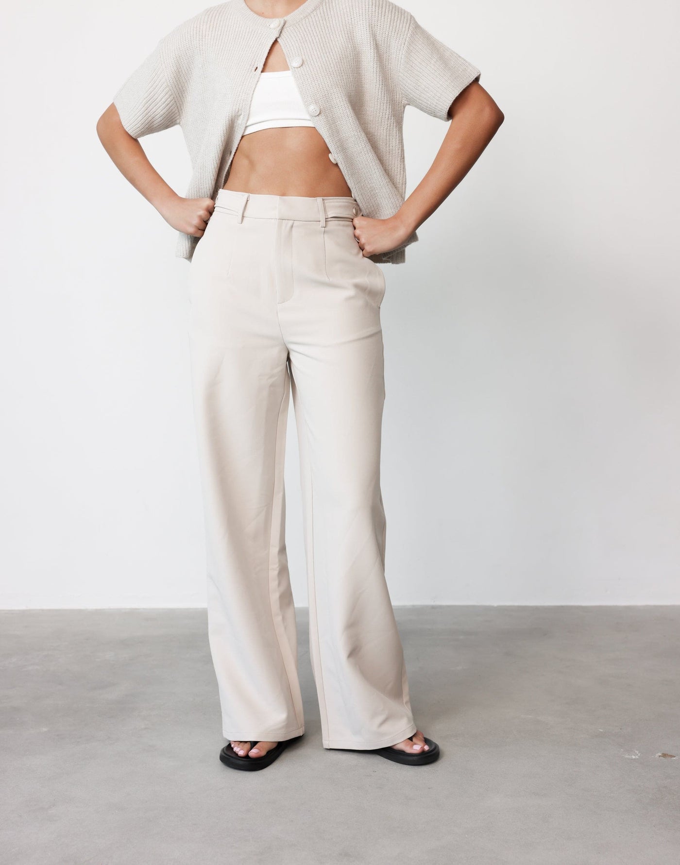 Briar Pants (Oat) | CHARCOAL Exclusive - High Waisted Suiting Tailored Pants - Women's Pants - Charcoal Clothing