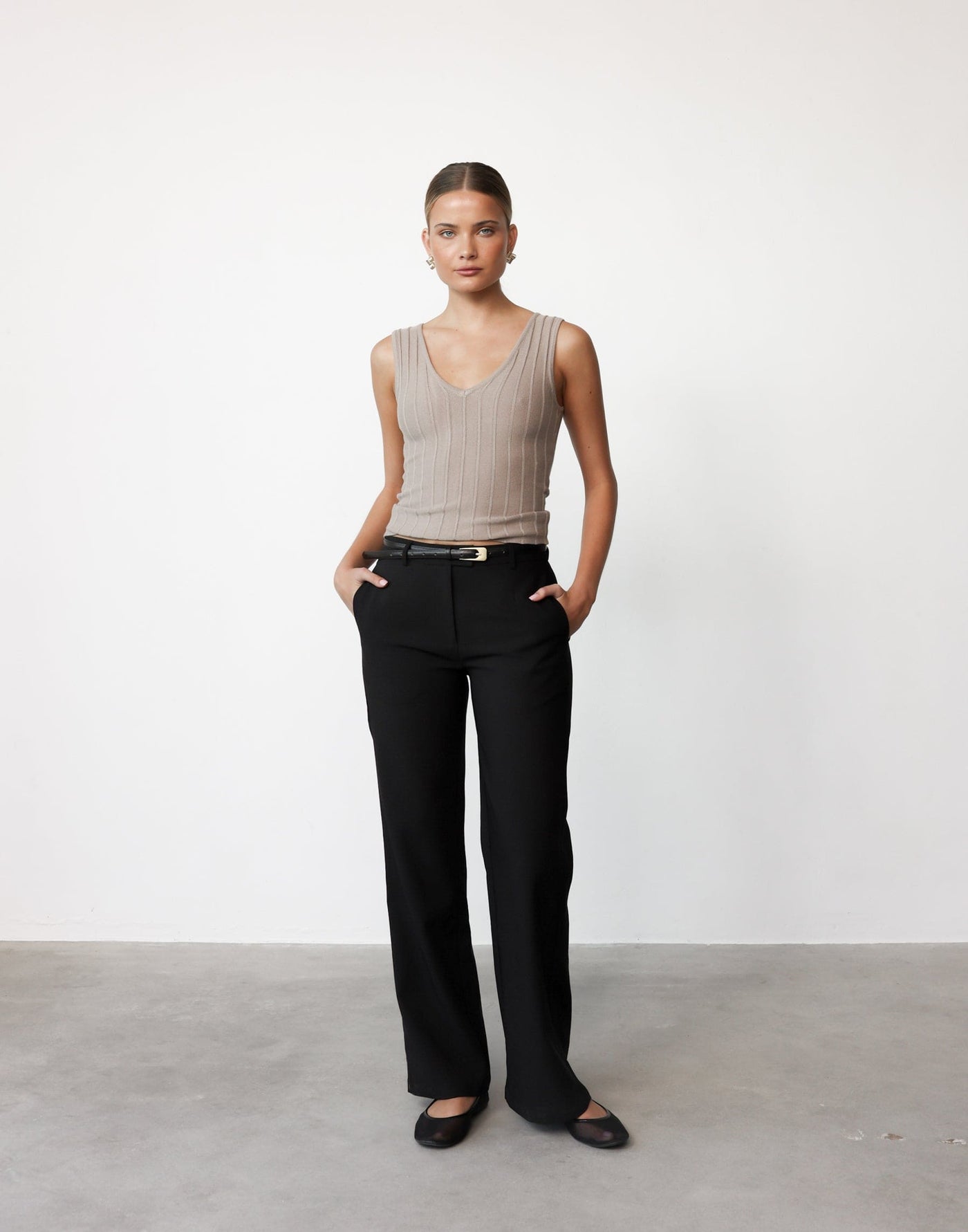 Terese Pants (Black) | CHARCOAL Exclusive - Straight Suiting Button Closure Pants - Women's Pants - Charcoal Clothing