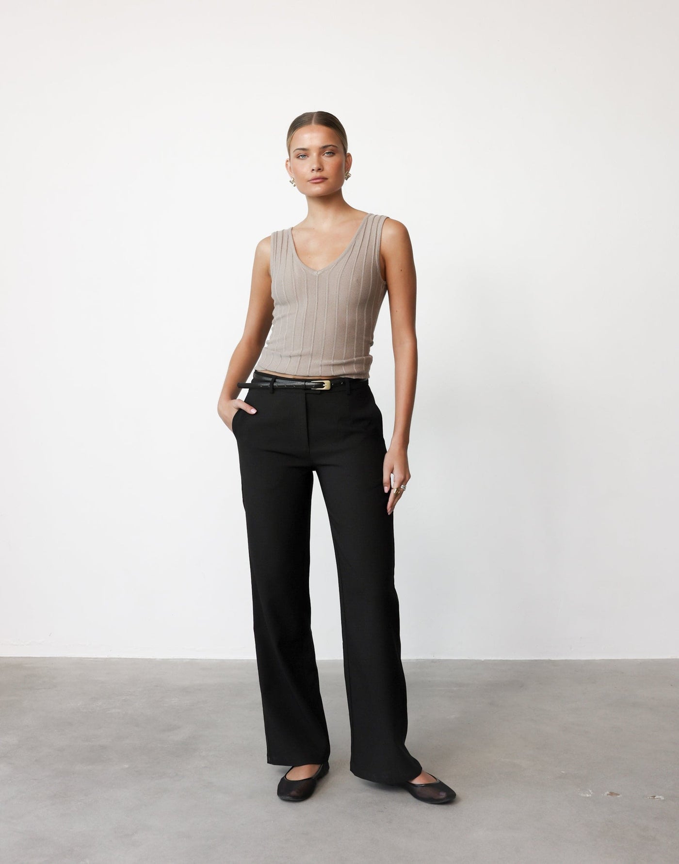 Terese Pants (Black) | CHARCOAL Exclusive - Straight Suiting Button Closure Pants - Women's Pants - Charcoal Clothing