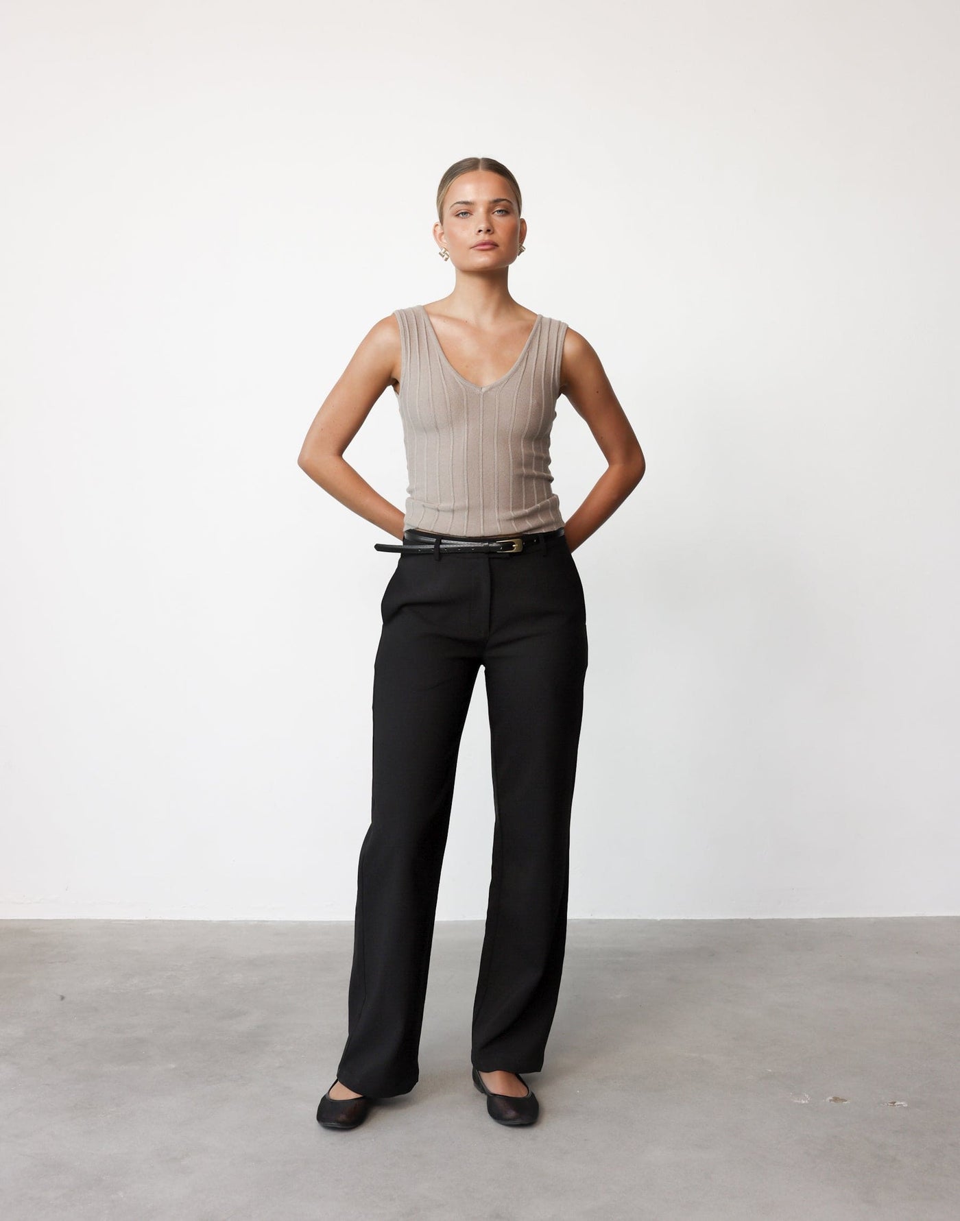 Terese Pants (Black) | CHARCOAL Exclusive - Straight Suiting Button Closure Pants - Women's Pants - Charcoal Clothing