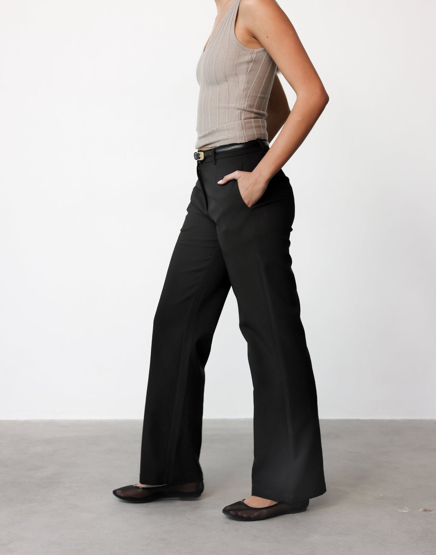 Terese Pants (Black) | CHARCOAL Exclusive - Straight Suiting Button Closure Pants - Women's Pants - Charcoal Clothing