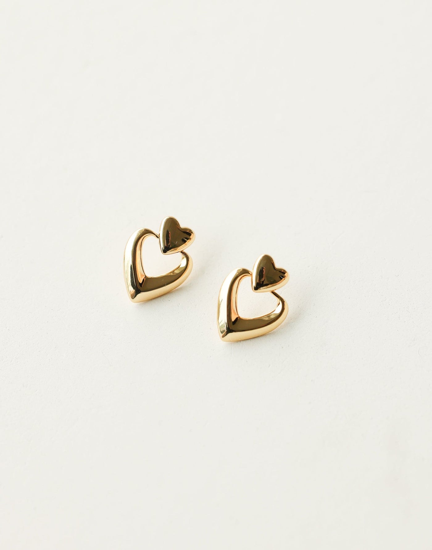 Katrina Earrings (Gold) - Heart Shaped Drop Earring - Women's Accessories - Charcoal Clothing