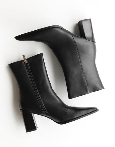 Lauryn Boots (Black) - By Billini - Pointed Toe Block Heel Boots - Women's Shoes - Charcoal Clothing