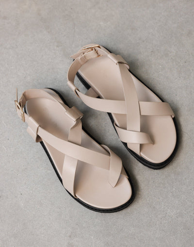 Zarai Sandals (Oat) - By Billini - Strappy Upper Buckle Fastening Toe Strap Sandal - Women's Shoes - Charcoal Clothing