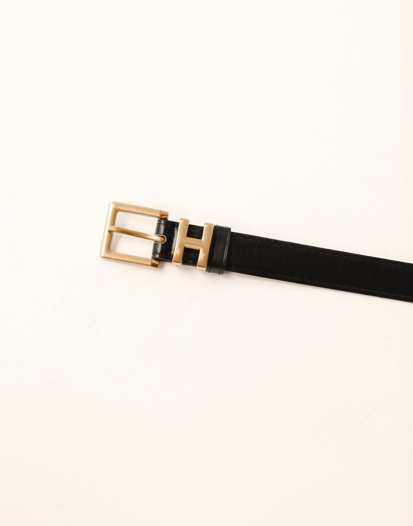 Harlem Belt (Black) - H-Shaped Buckle Faux Leather Belt - Women's Accessories - Charcoal Clothing