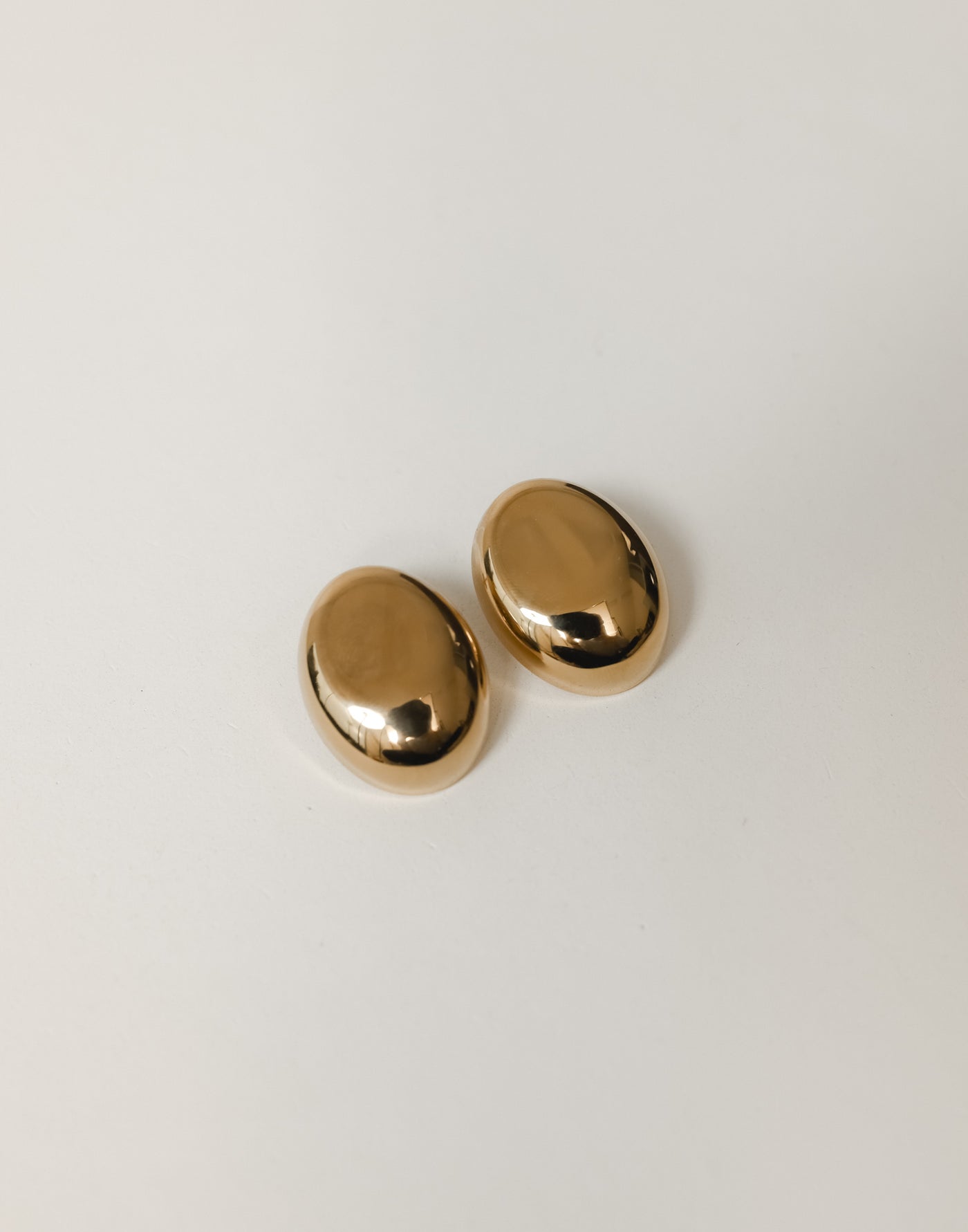 Reanna Earrings (Gold) - Rounded Smooth Finish Statement Earrings - Women's Accessories - Charcoal Clothing