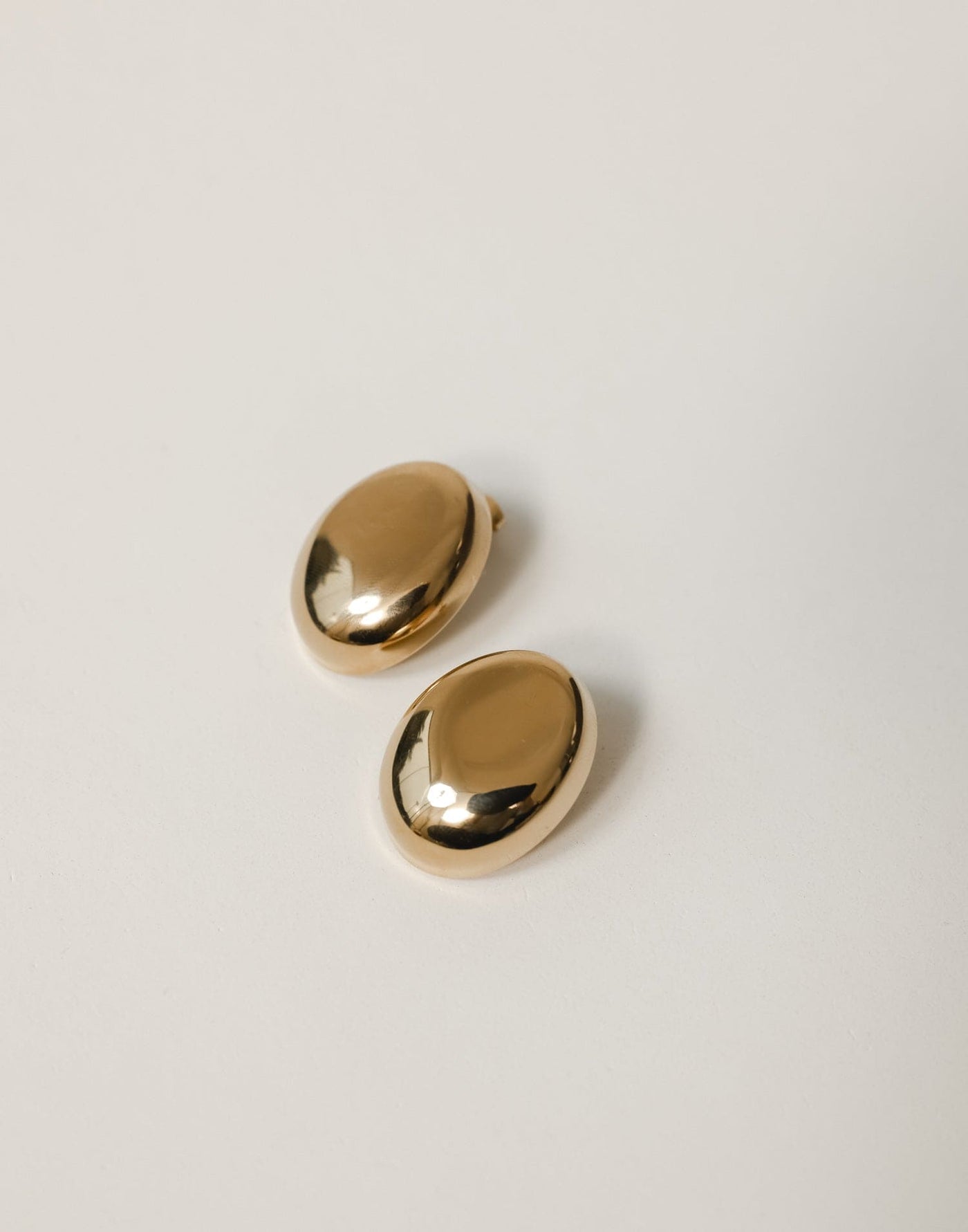 Reanna Earrings (Gold) - Rounded Smooth Finish Statement Earrings - Women's Accessories - Charcoal Clothing